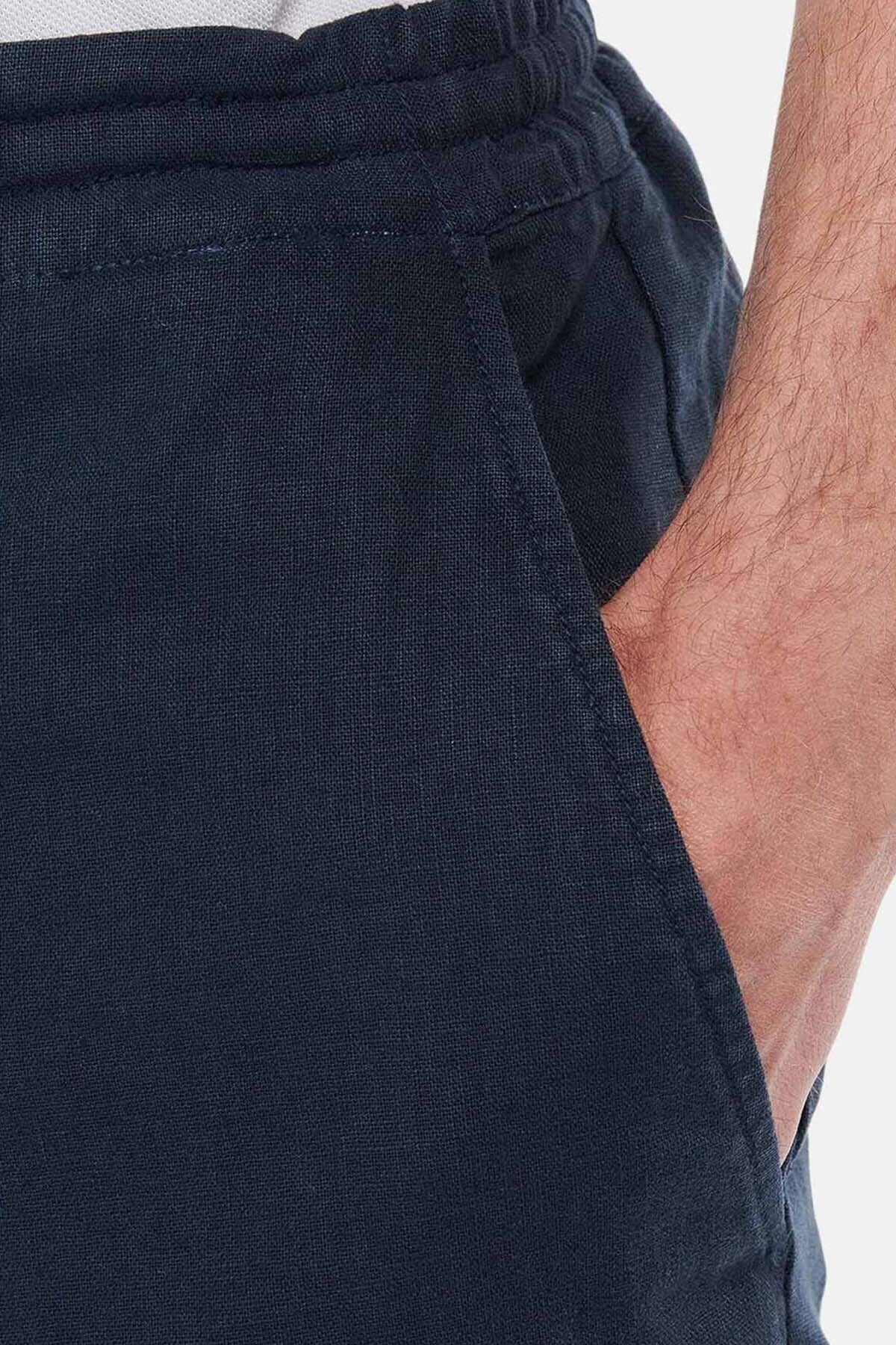 Linen Cotton Mix Shorts - CITY NAVY