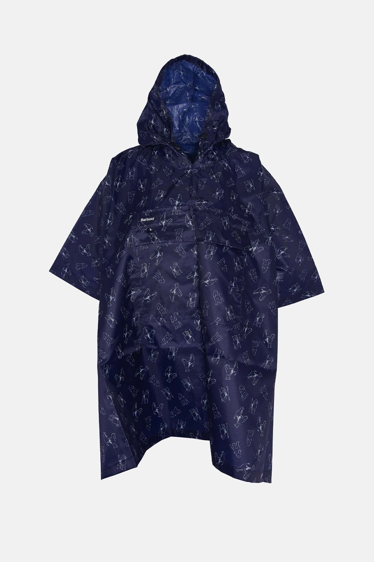 Dog-Print Showerproof Poncho - NAVY/CLOUD