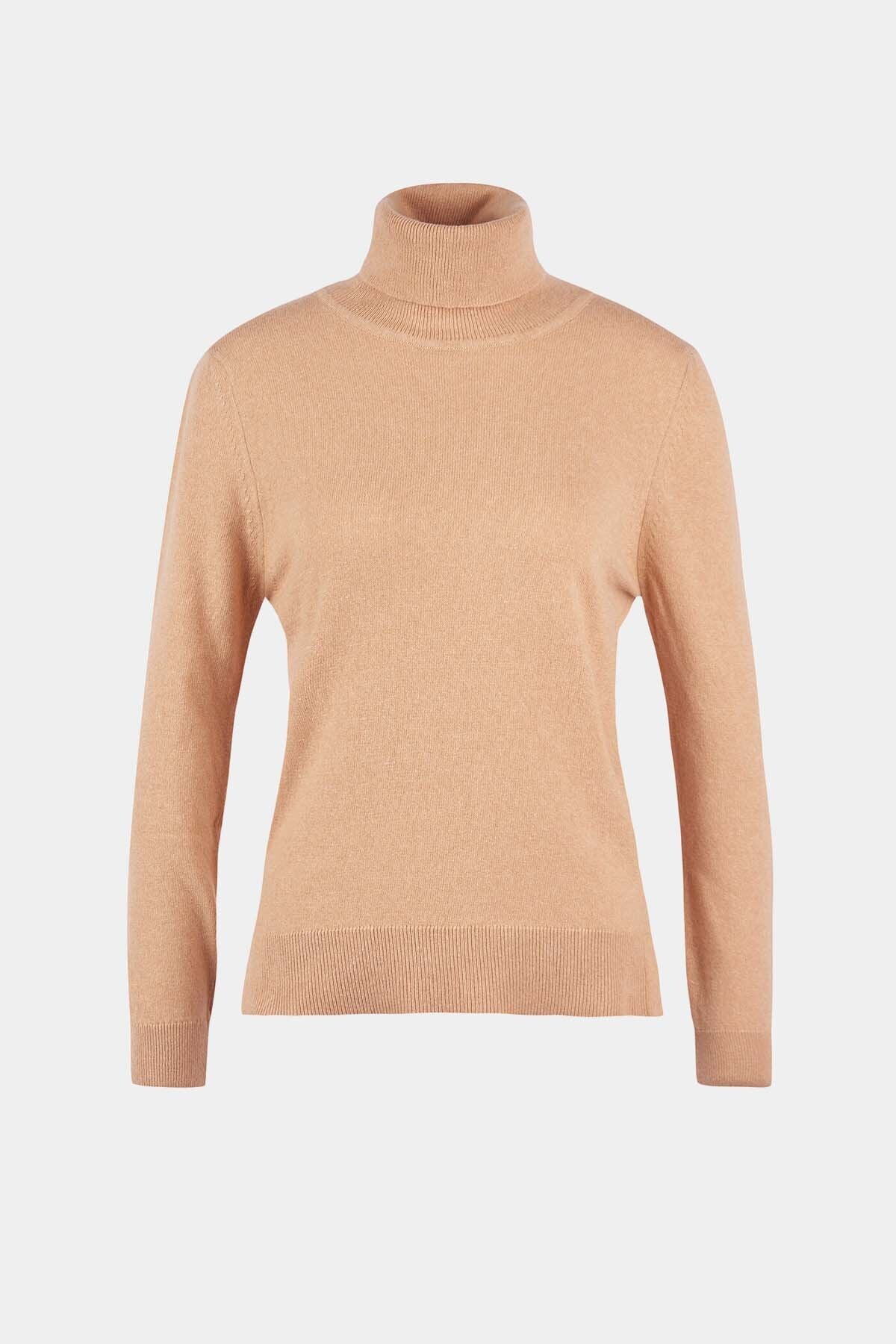 Roll Collar Sweater - CARAMEL HESSIAN TART