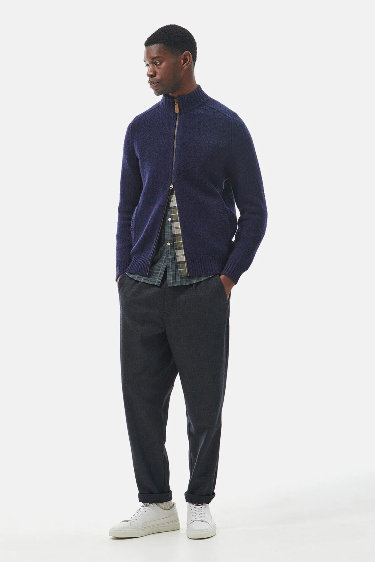 Calder Zip Through Jumper - NAVY