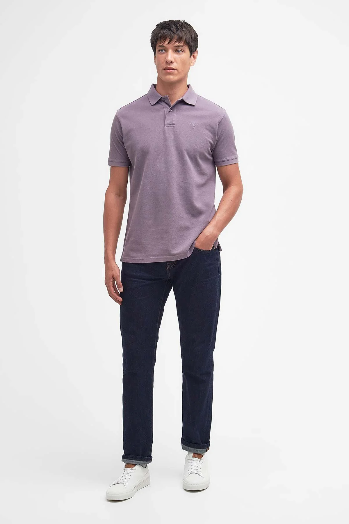 Washed-Out Sports Polo Shirt - PURPLE SLATE