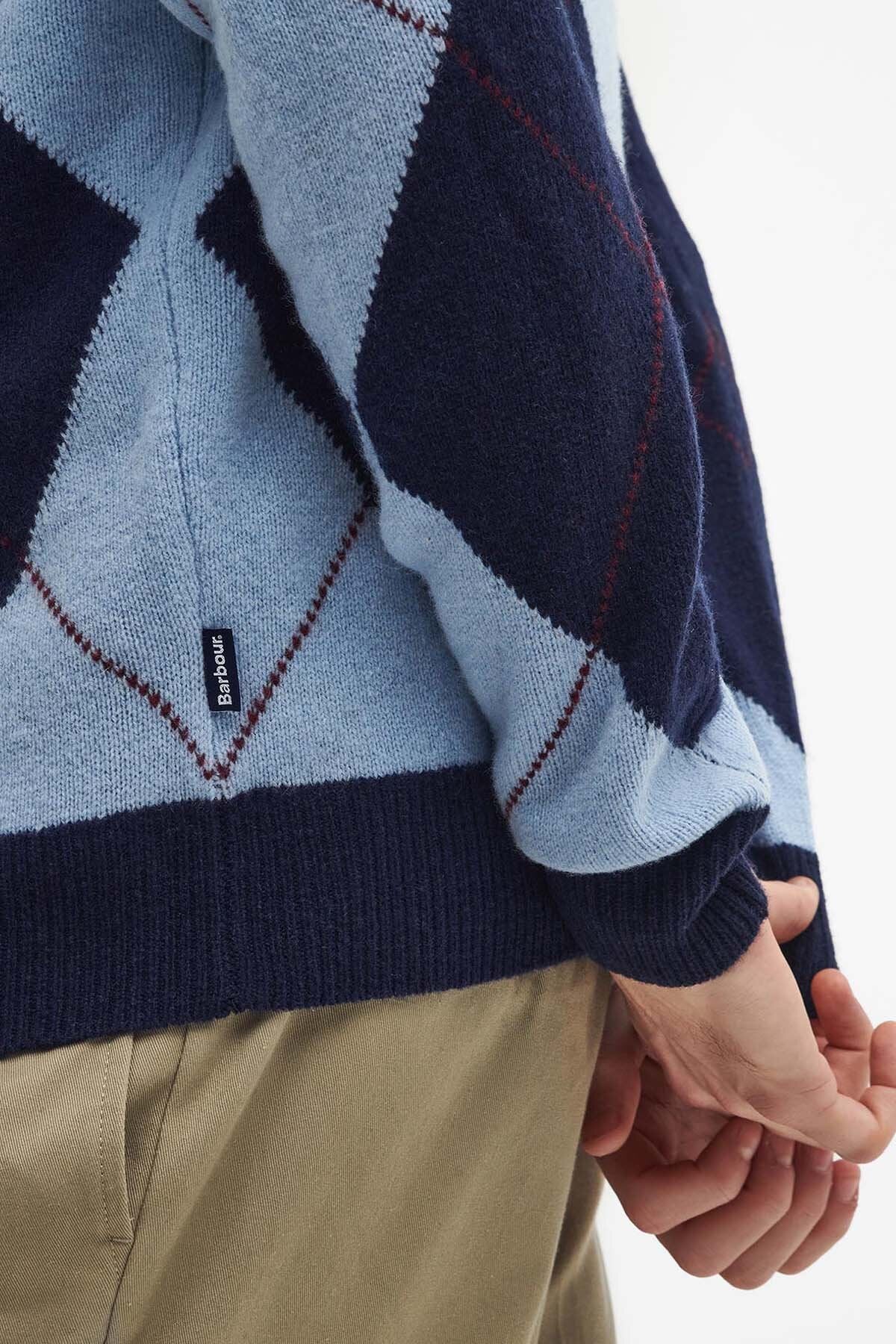 Sutherwell Argyle Crew Neck Jumper - NAVY