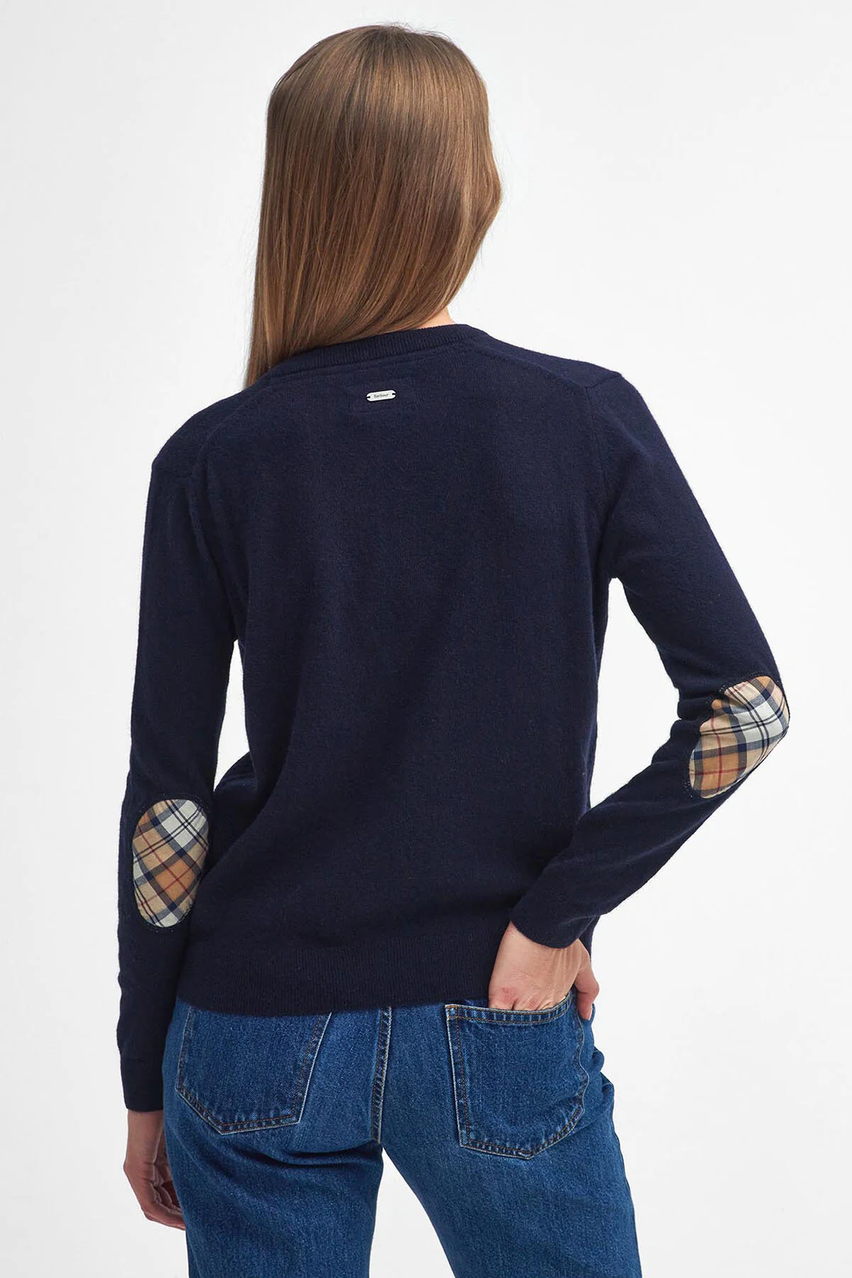Pendle Knitted Cardigan - NAVY/HESSIAN TARTAN