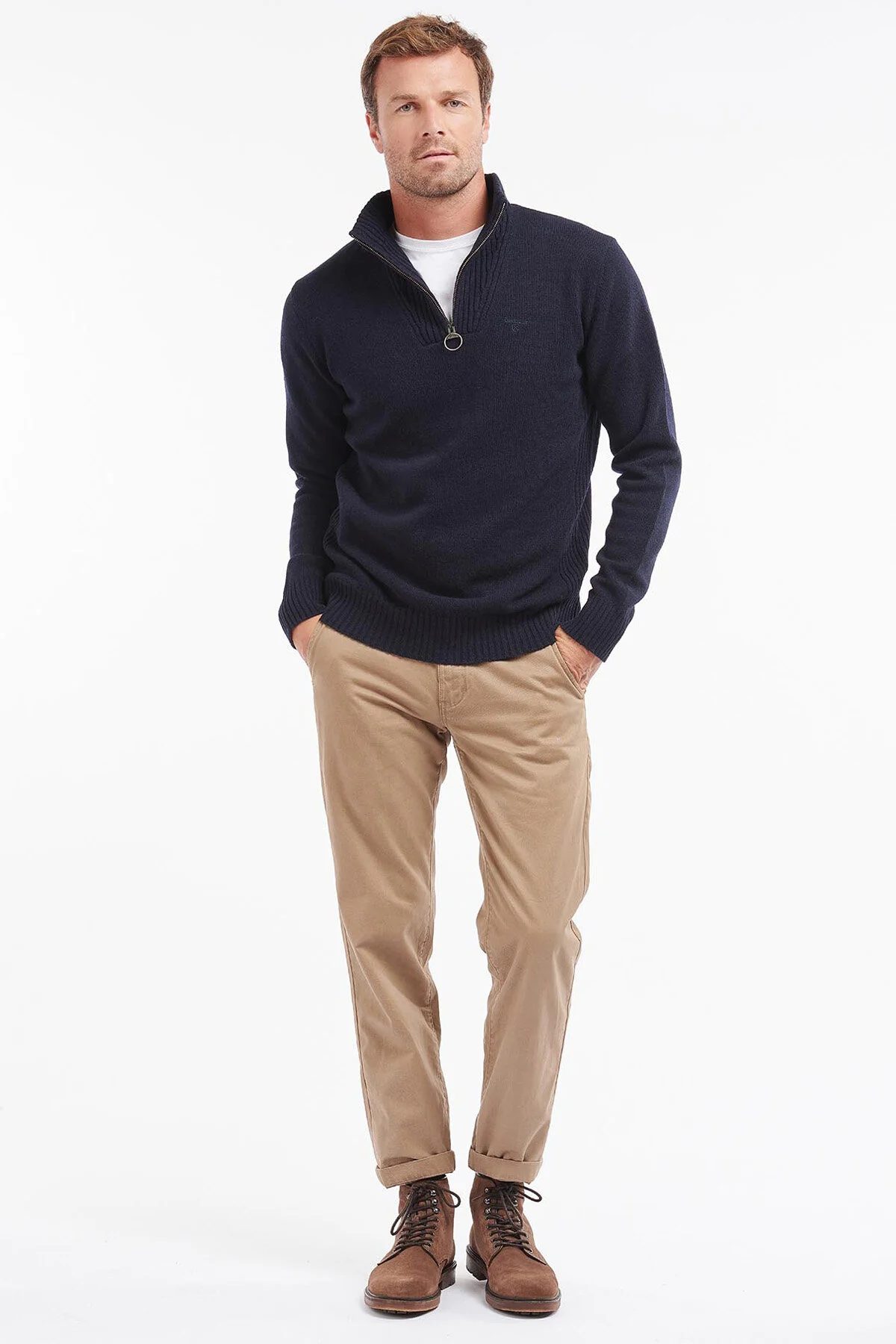 L/Wool Half Zip - NAVY