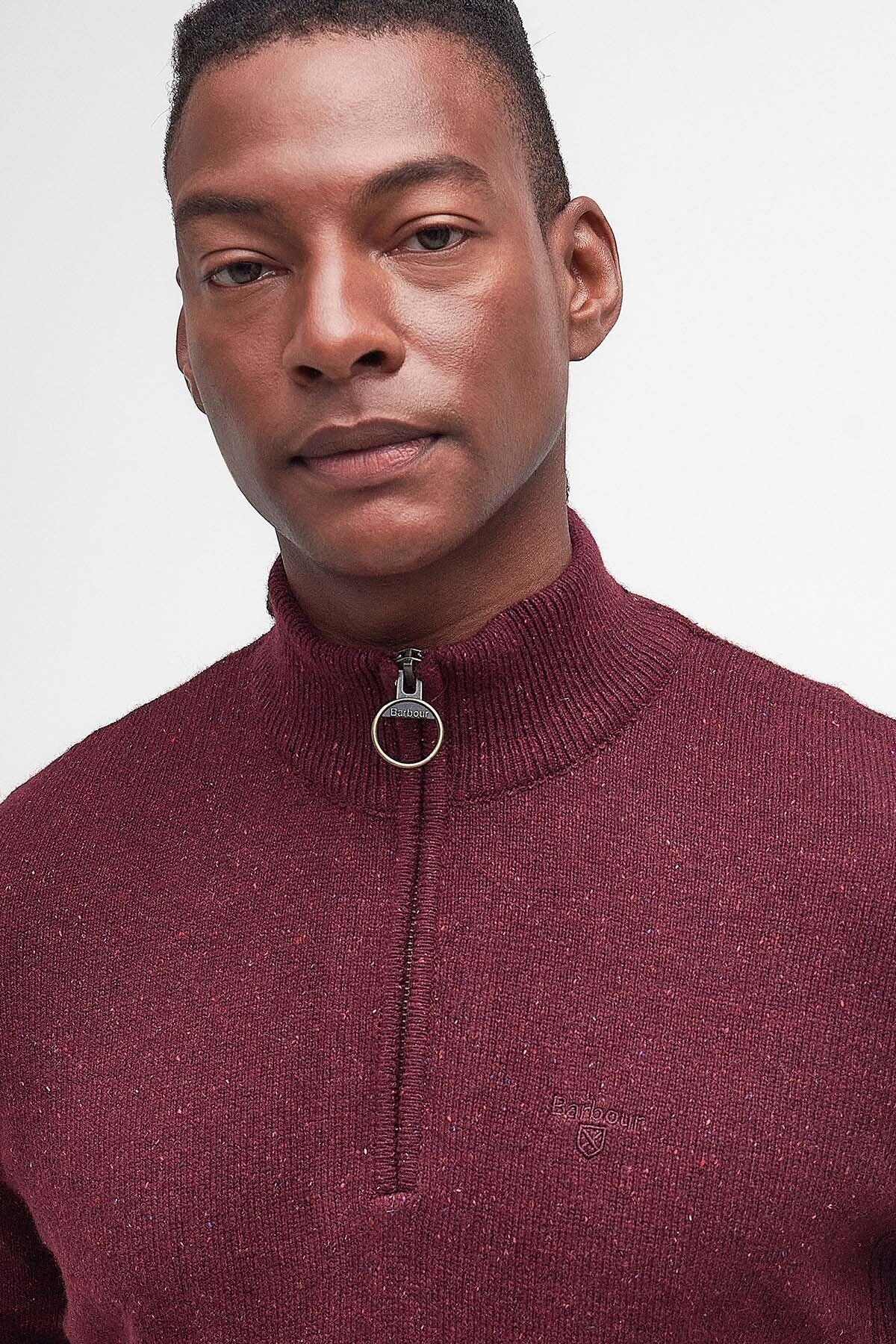 Essential Tisbury Half Zip Knitted Jumper - RUBY