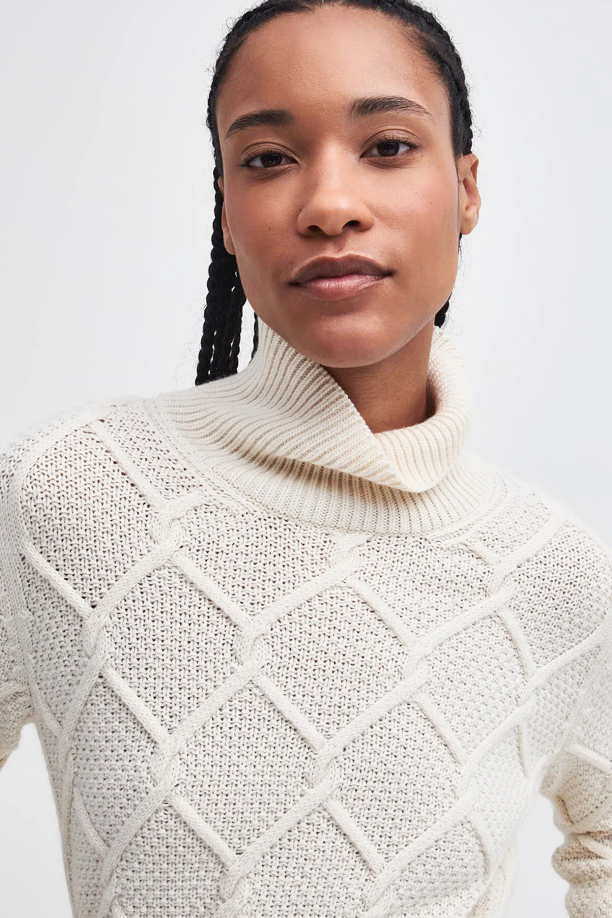 Burne Roll Neck Knit Sweatshirt - ECRU
