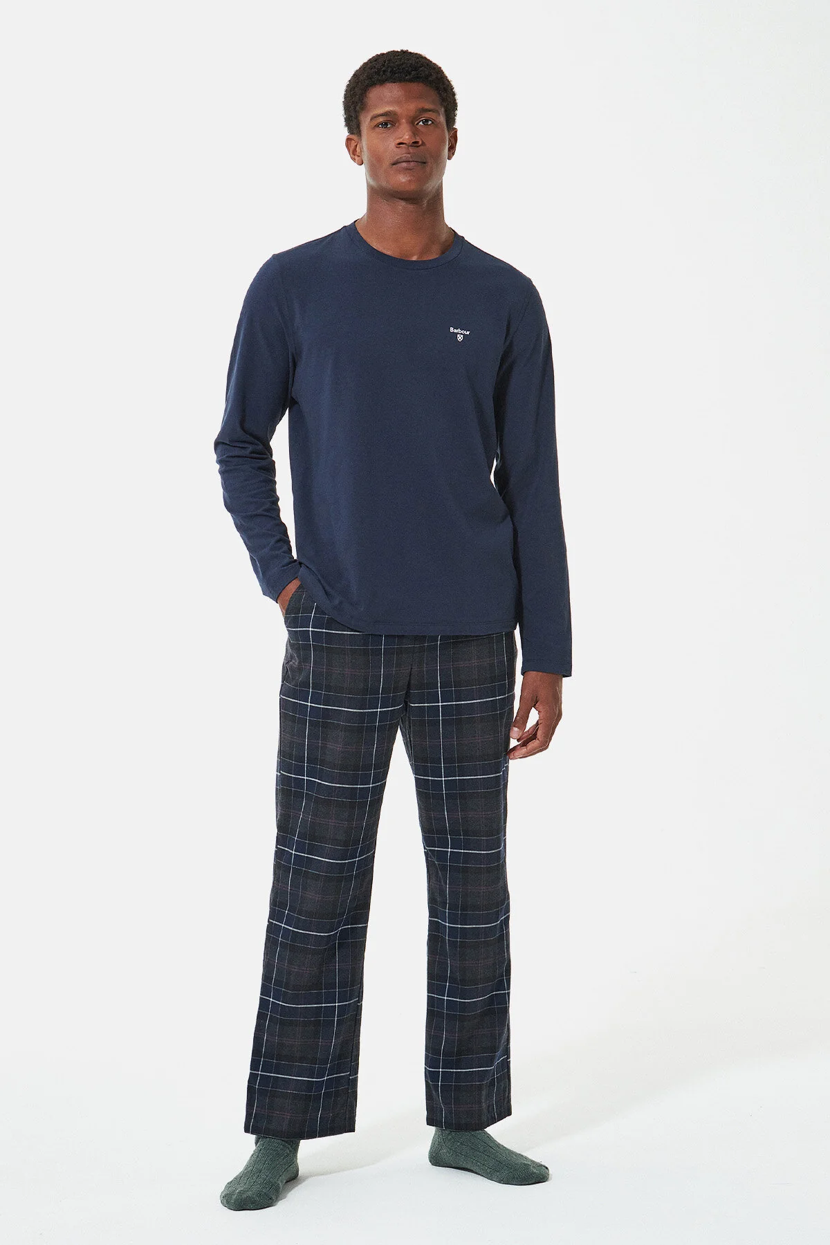 Doug Pyjama Set - BLACK SLATE TARTAN