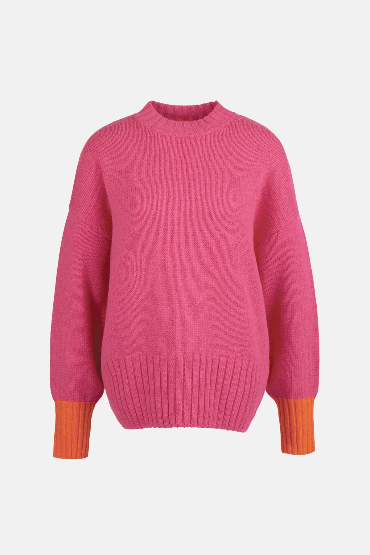 Surf Knitted Crew Neck Jumper - PINK DAHLIA/PUMPKIN