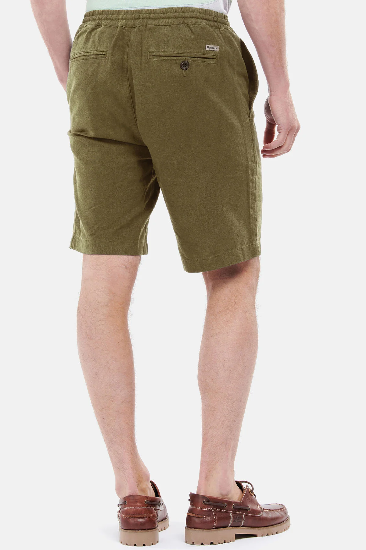 Linen Cotton Mix Shorts - MILITARY GREEN