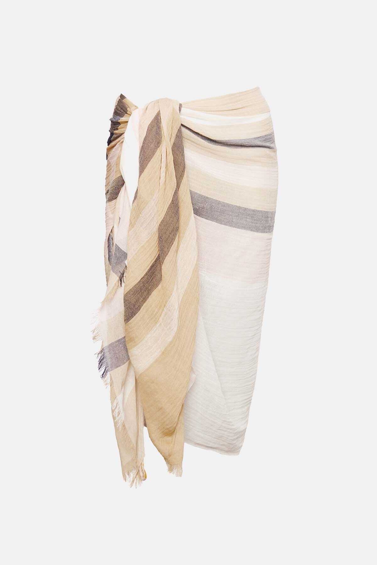 Bethany Striped Scarf - PRIMROSE HESSIAN