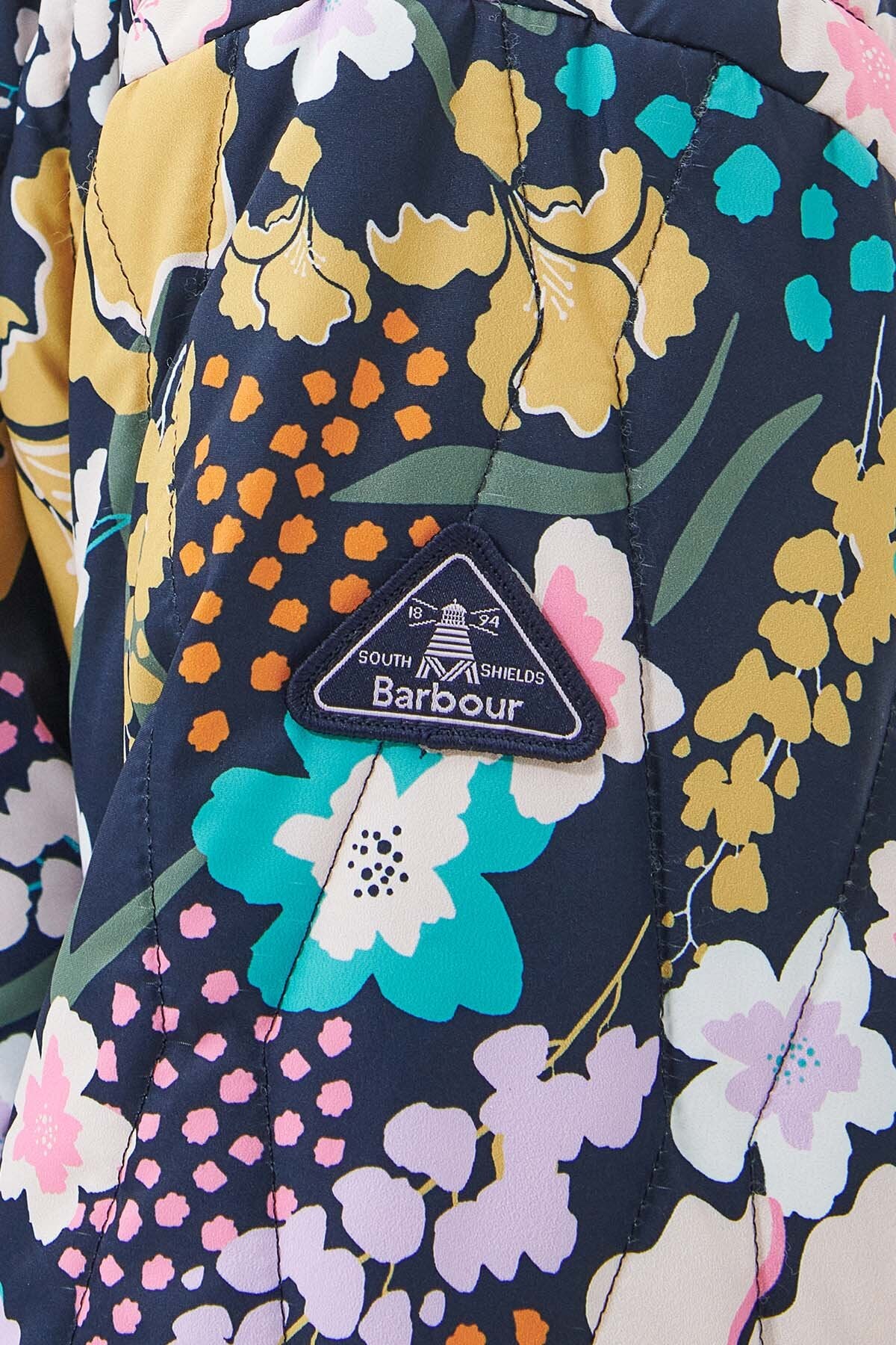 Printed delphinium quilt - BOTANICAL PRINT NAVY