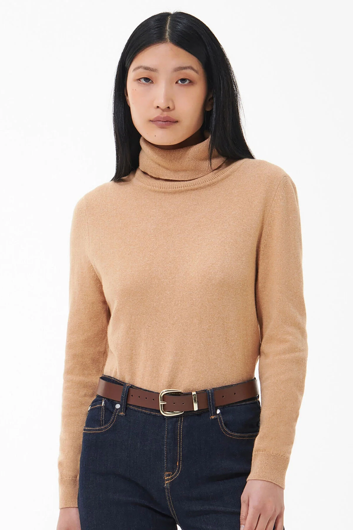 Roll Collar Sweater - CARAMEL HESSIAN TART