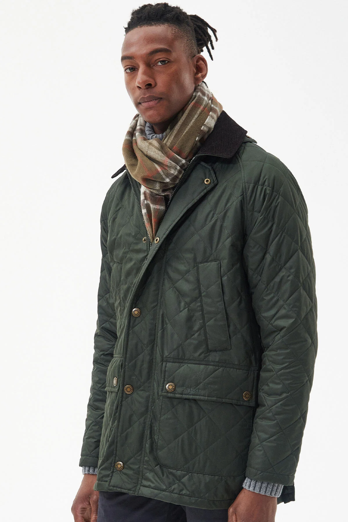 Torridon Check Scarf - OLIVE/WARM GINGER