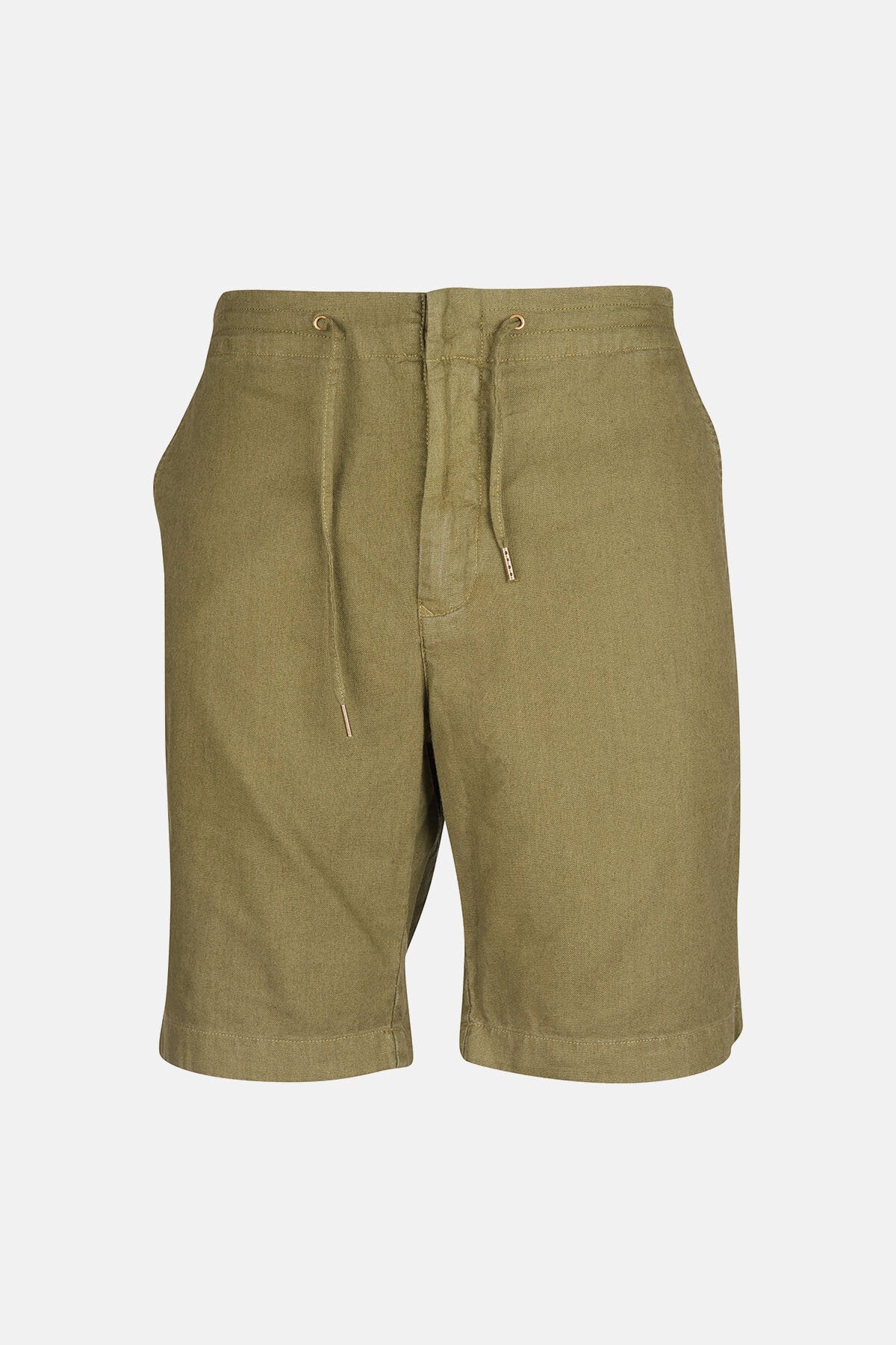 Linen Cotton Mix Shorts - MILITARY GREEN