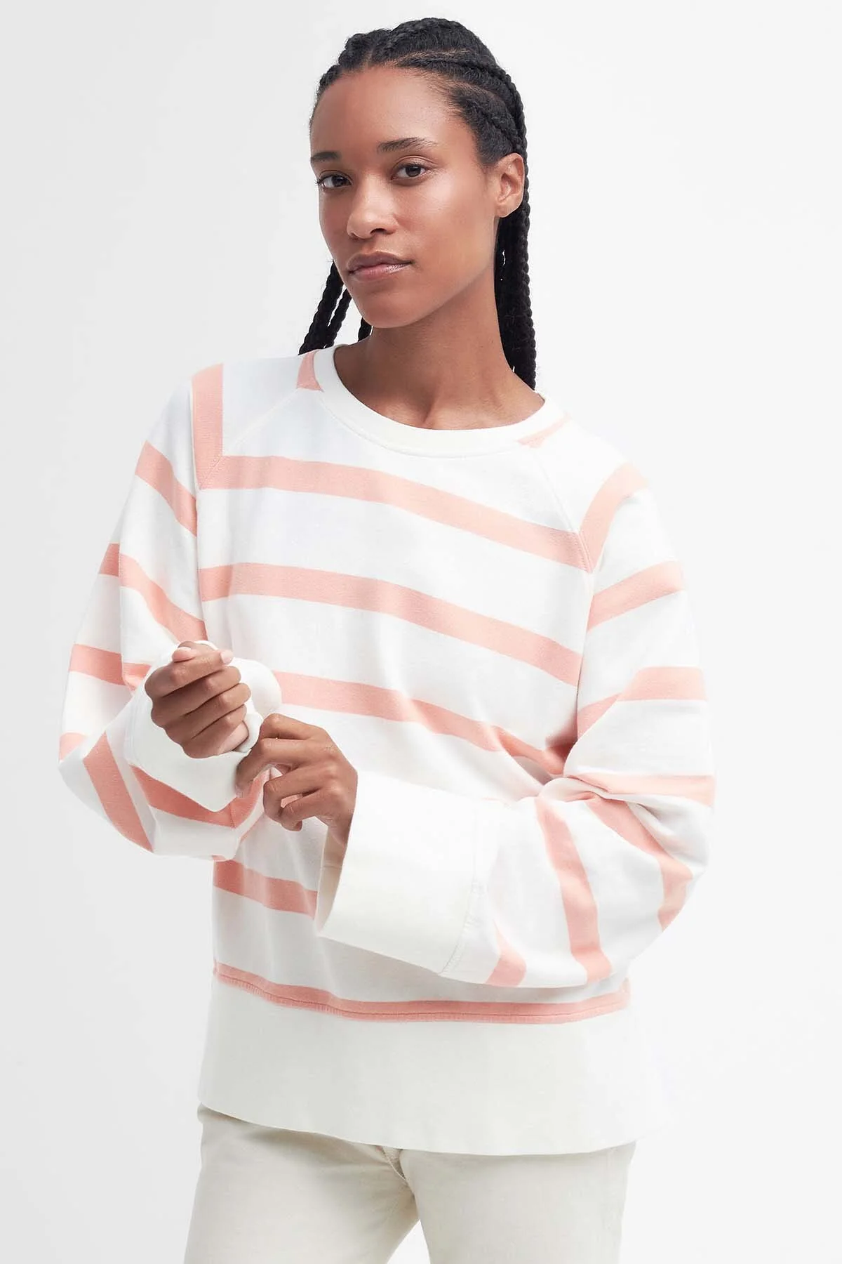 Longfield Striped Sweatshirt - CLOUD/SOFT APRICOT