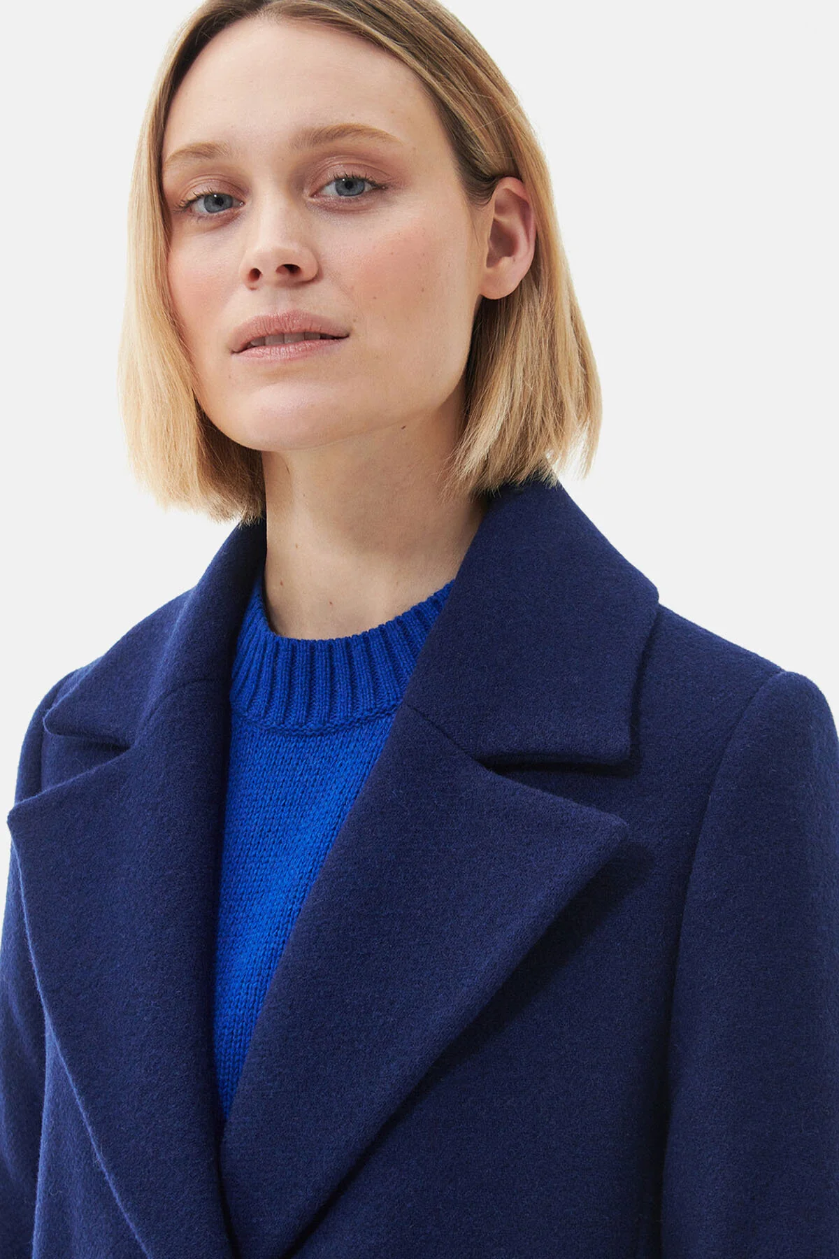 Angelina Wool Jacket - AZURE BLUE/DK NAVY