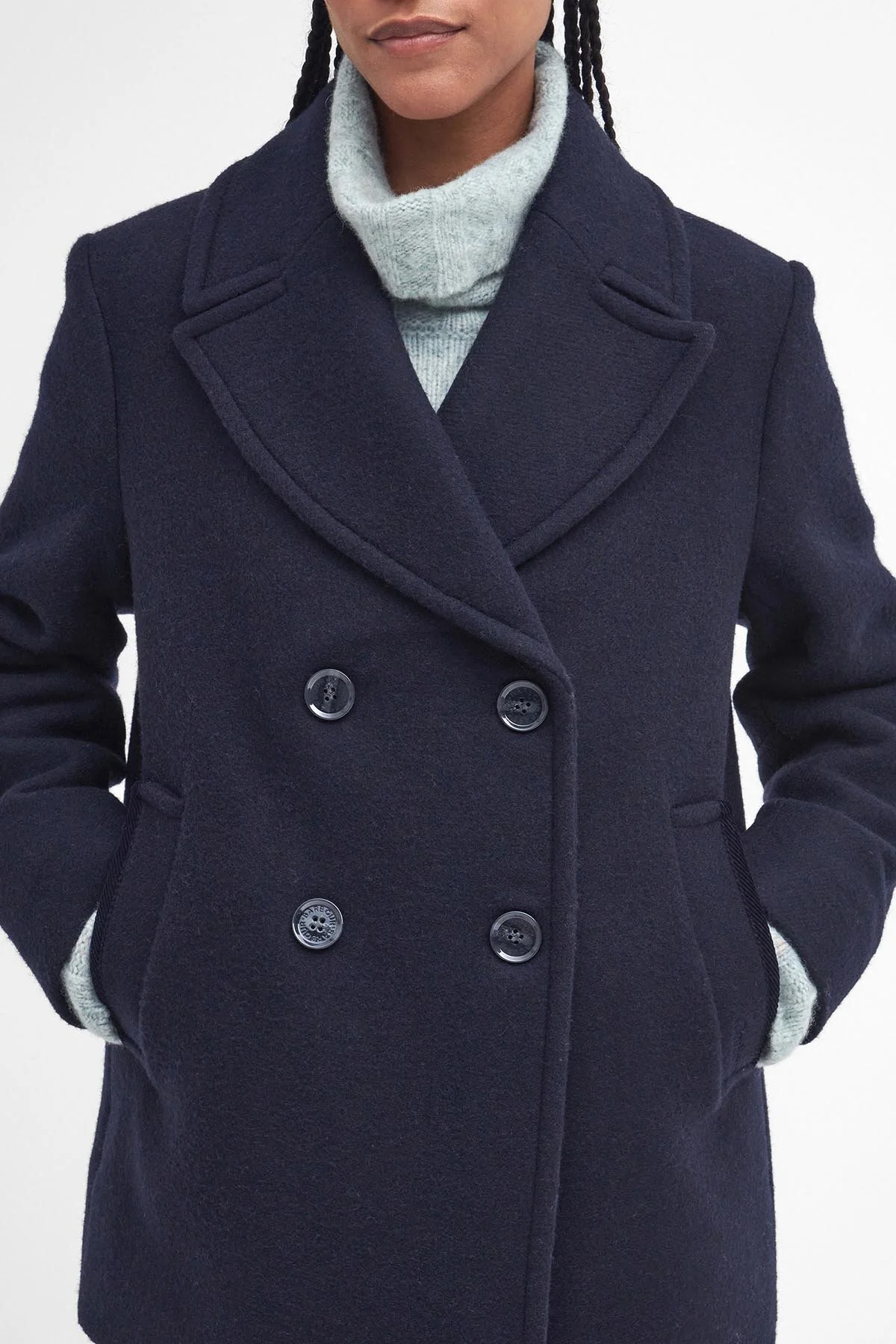 Ingrid Wool Peacoat - NAVY/HESSIAN