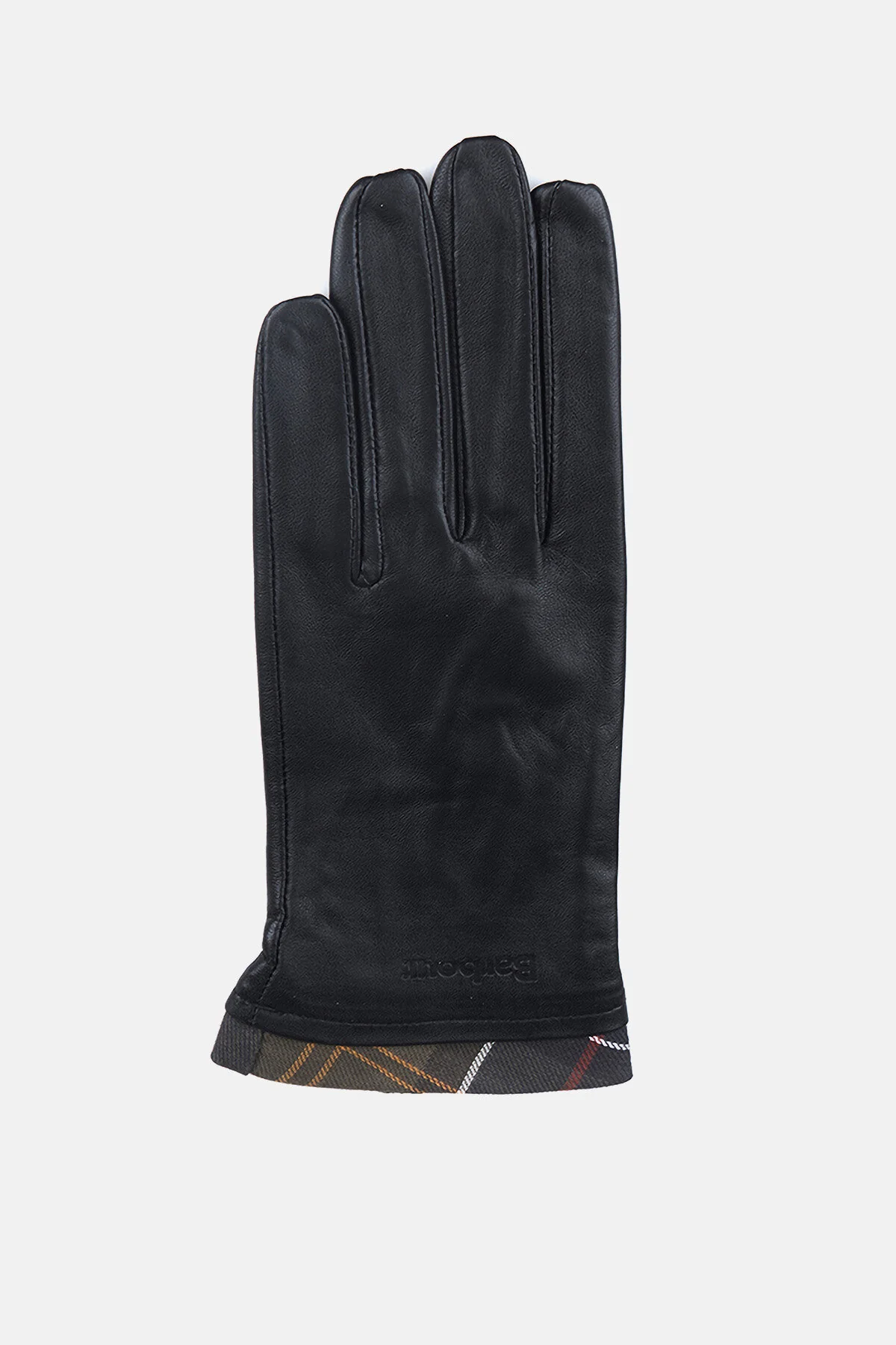 Leather Gloves with Tartan Trim - BLACK/CLASSIC