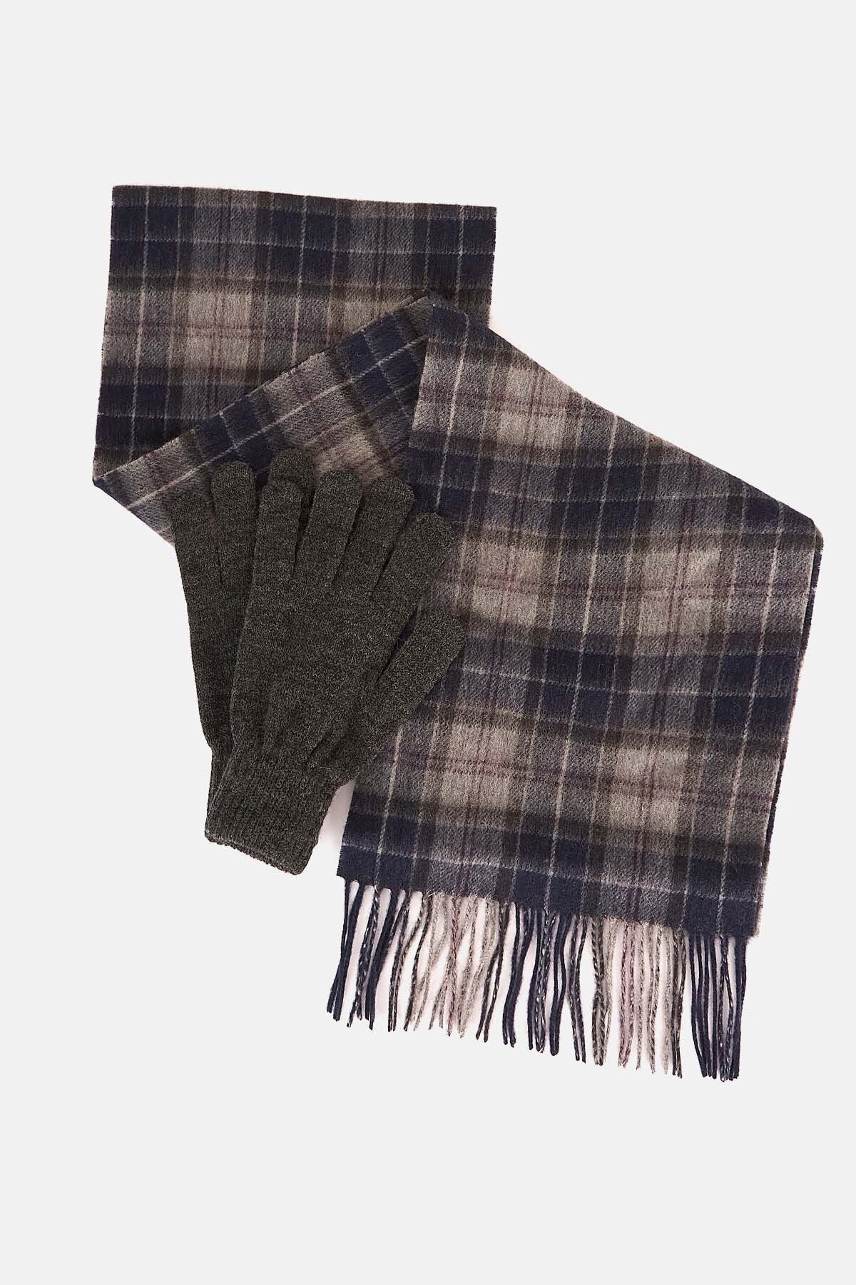 Tartan Scarf & Glove Gift Set - BLACK SLATE TARTAN