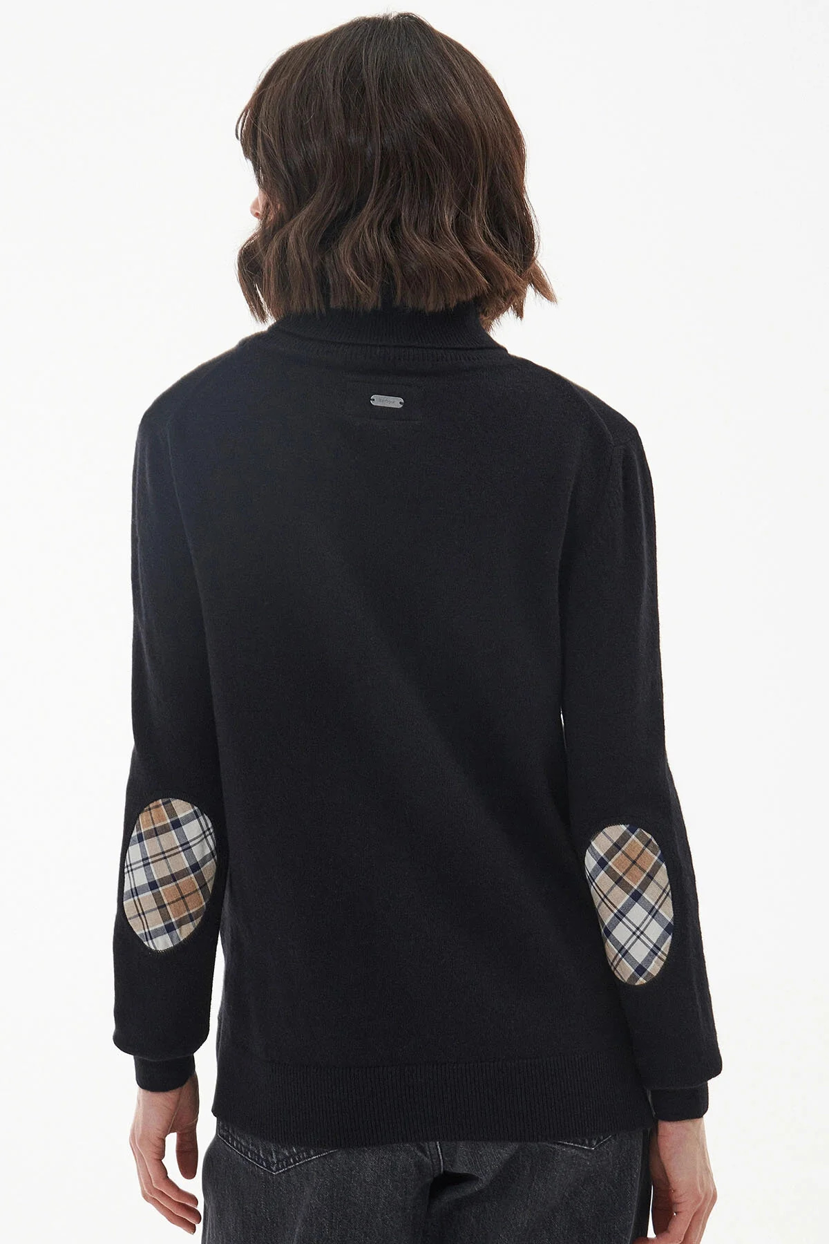 Roll Collar Sweater - BLACK HESSIAN TARTAN