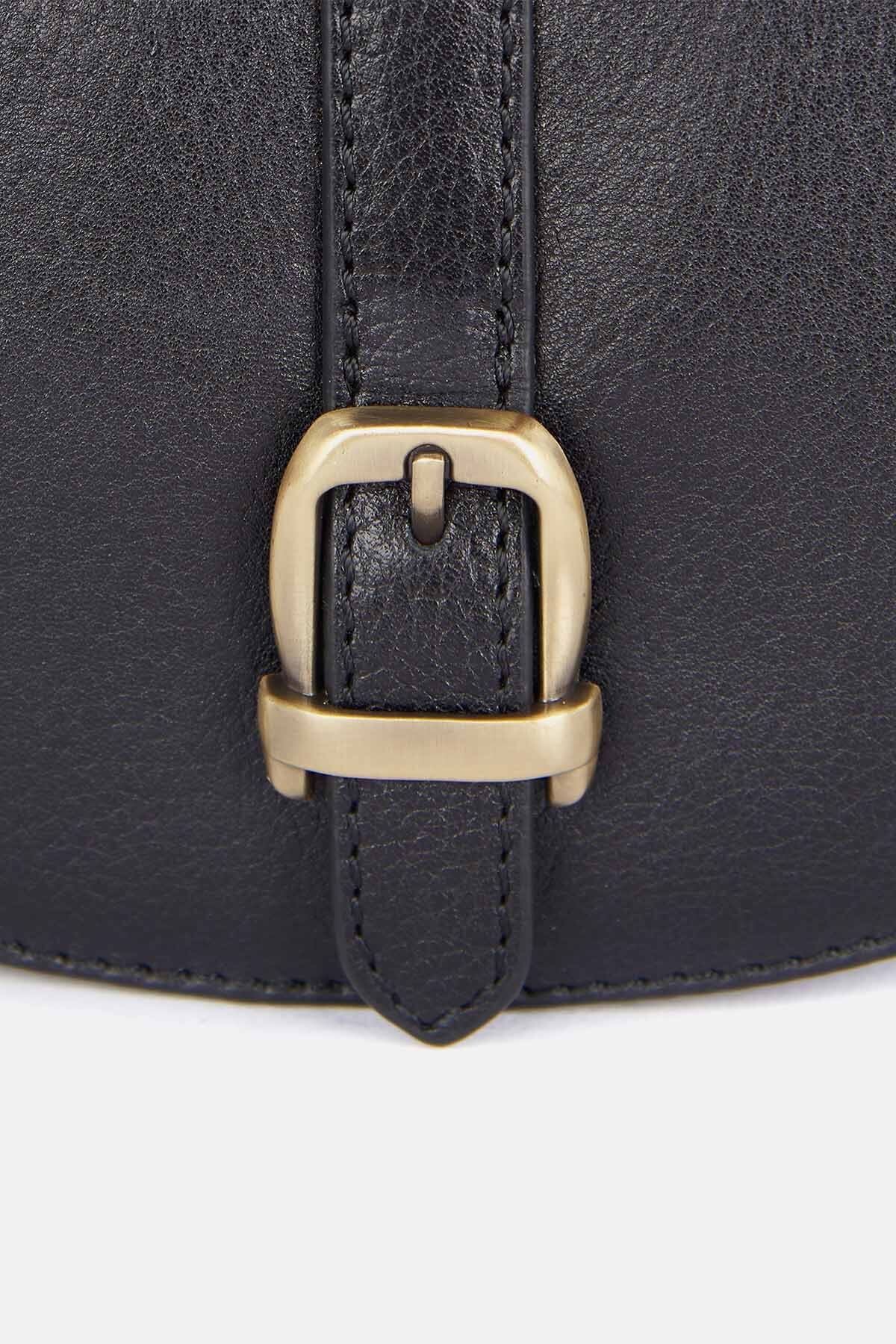 Laire Leather Saddle Bag - BLACK