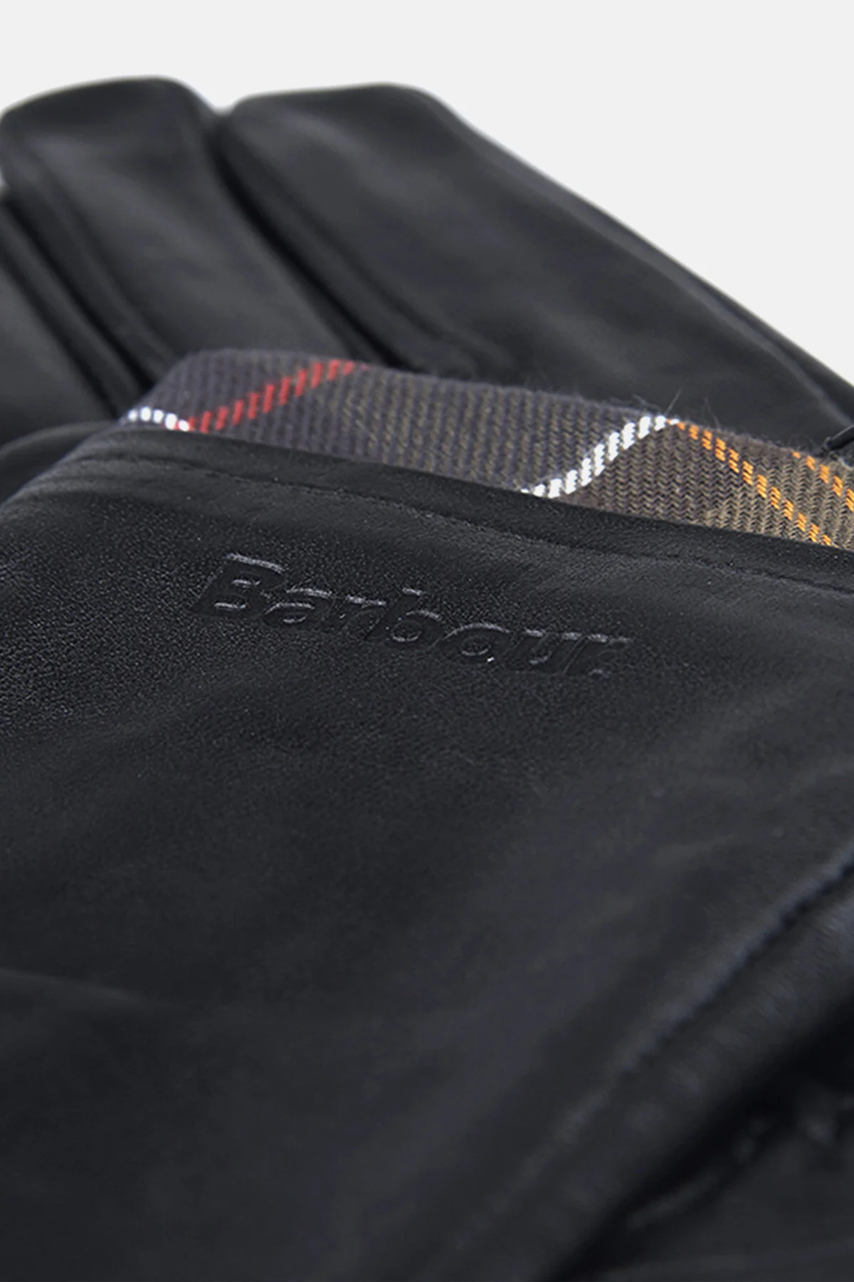 Leather Gloves with Tartan Trim - BLACK/CLASSIC