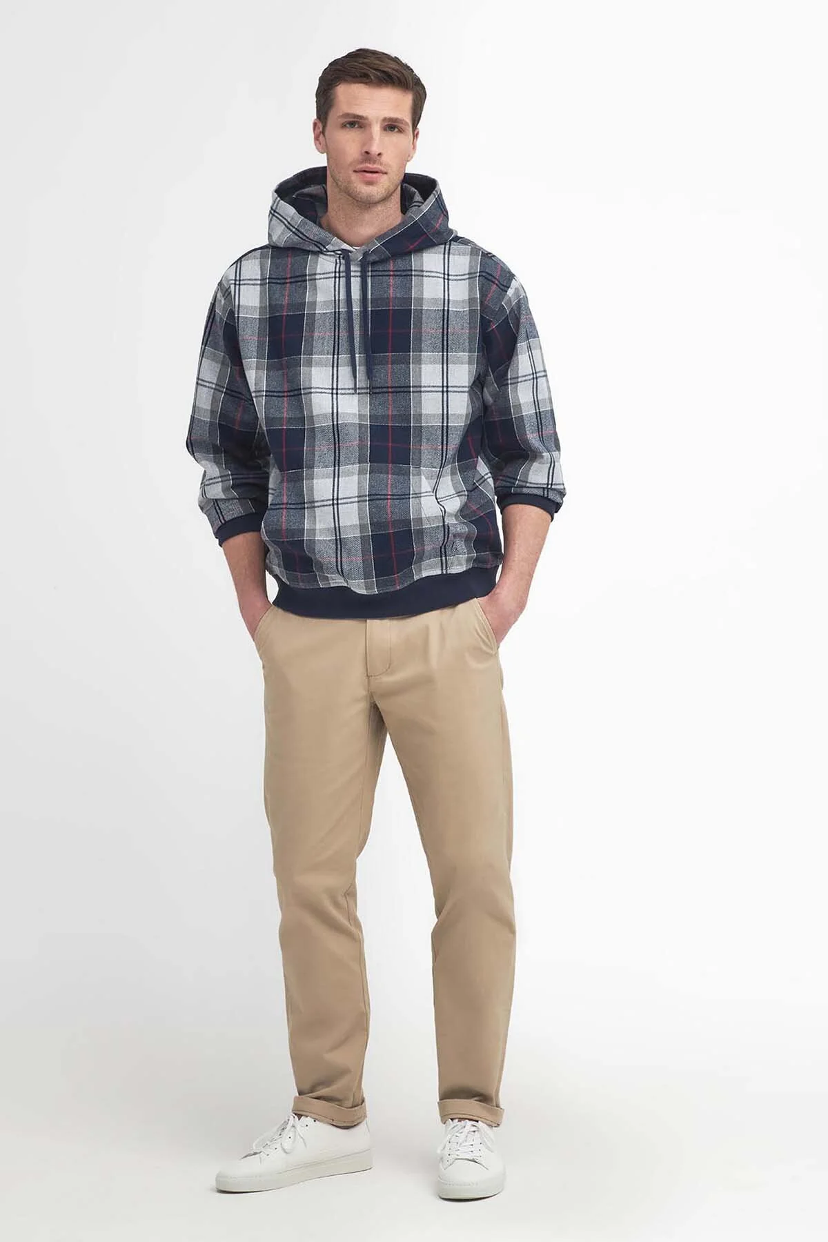 Brough Tartan Hoodie - BLUE GRANITE TARTAN