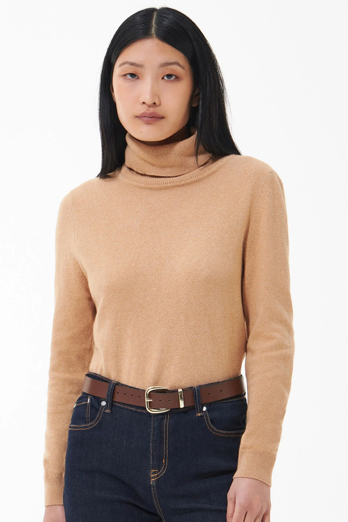 Pendle Roll-Neck Sweatshirt - CARAMEL/FAWN