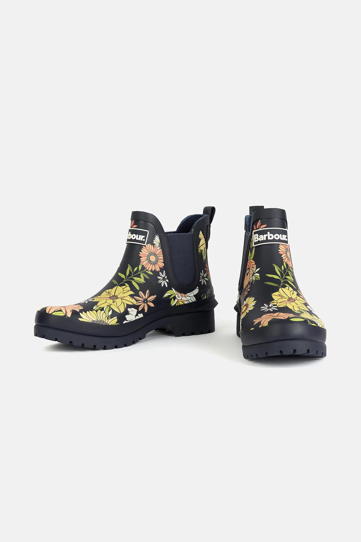Wilton Logo Wellington Ankle Boots - NAVY FLORAL
