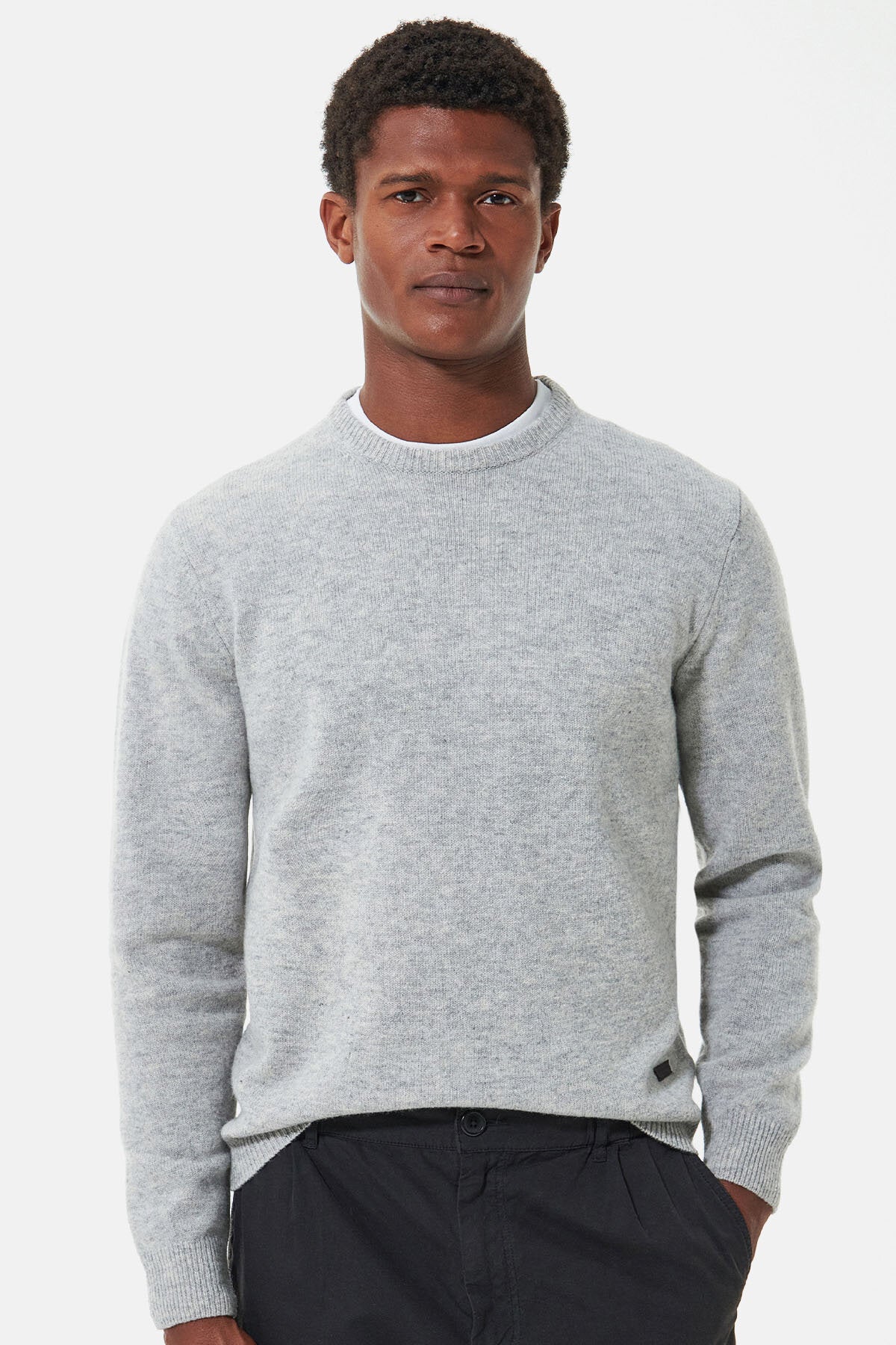Essential Crew-Neck Sweatshirt - LIGHT GREY MARL