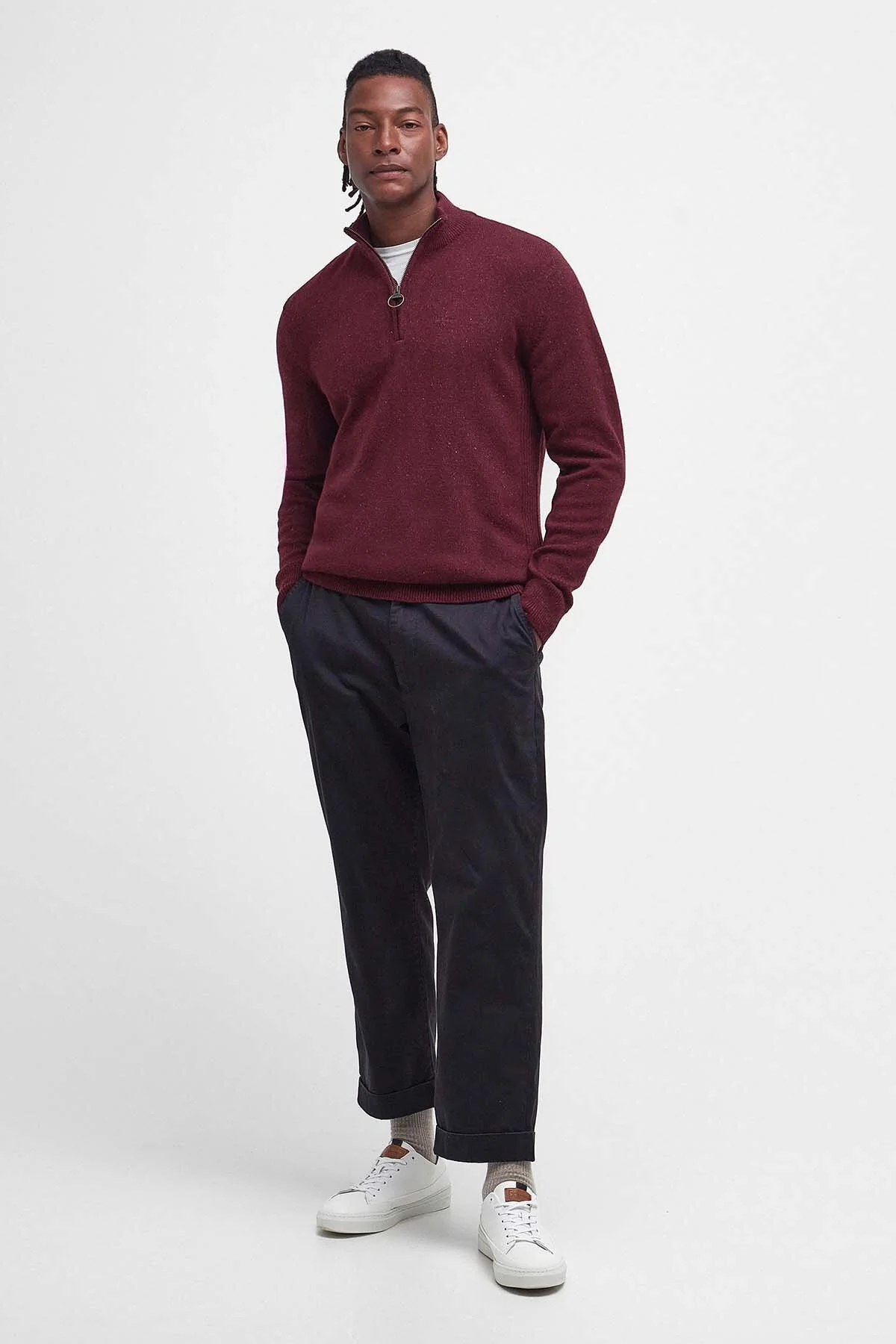 Essential Tisbury Half Zip Knitted Jumper - RUBY
