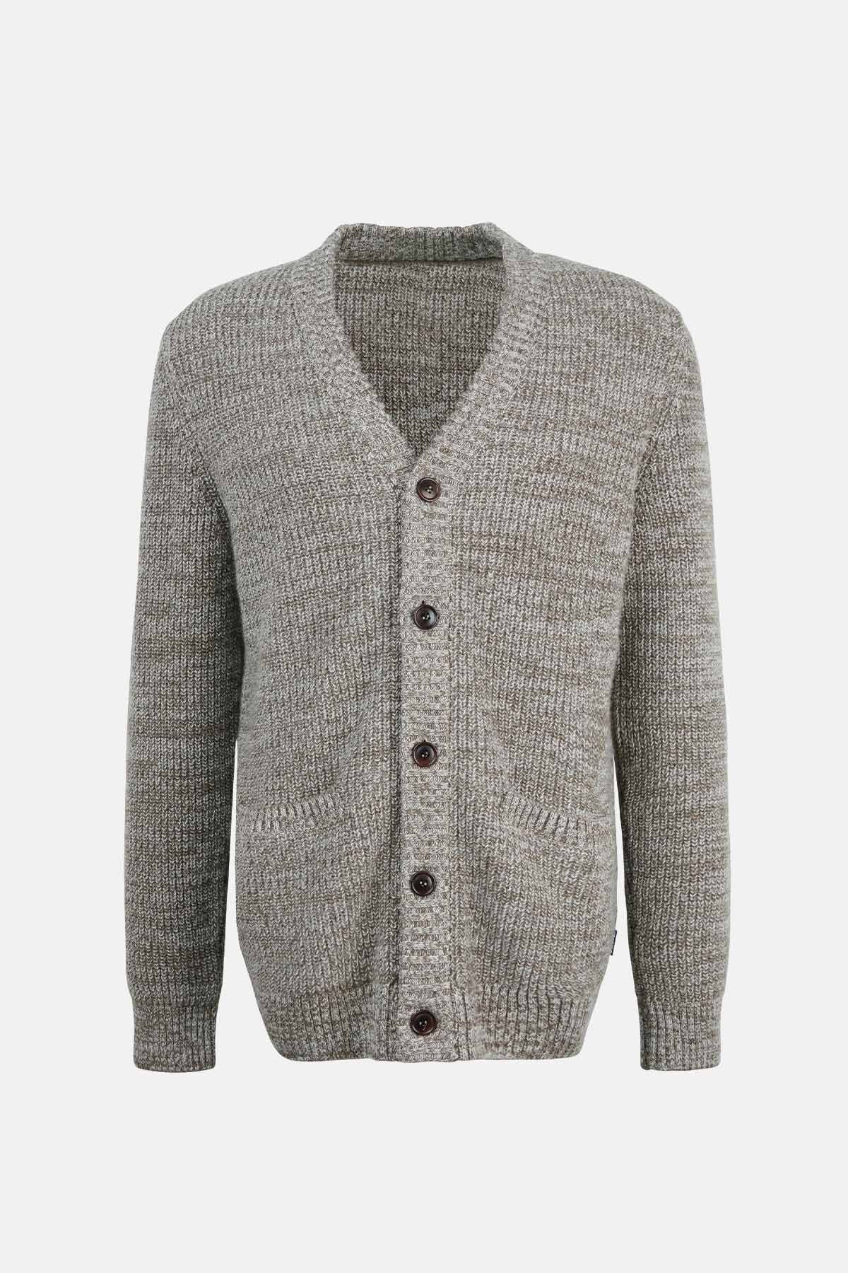 Sid Knitted Cardigan - STONE MARL