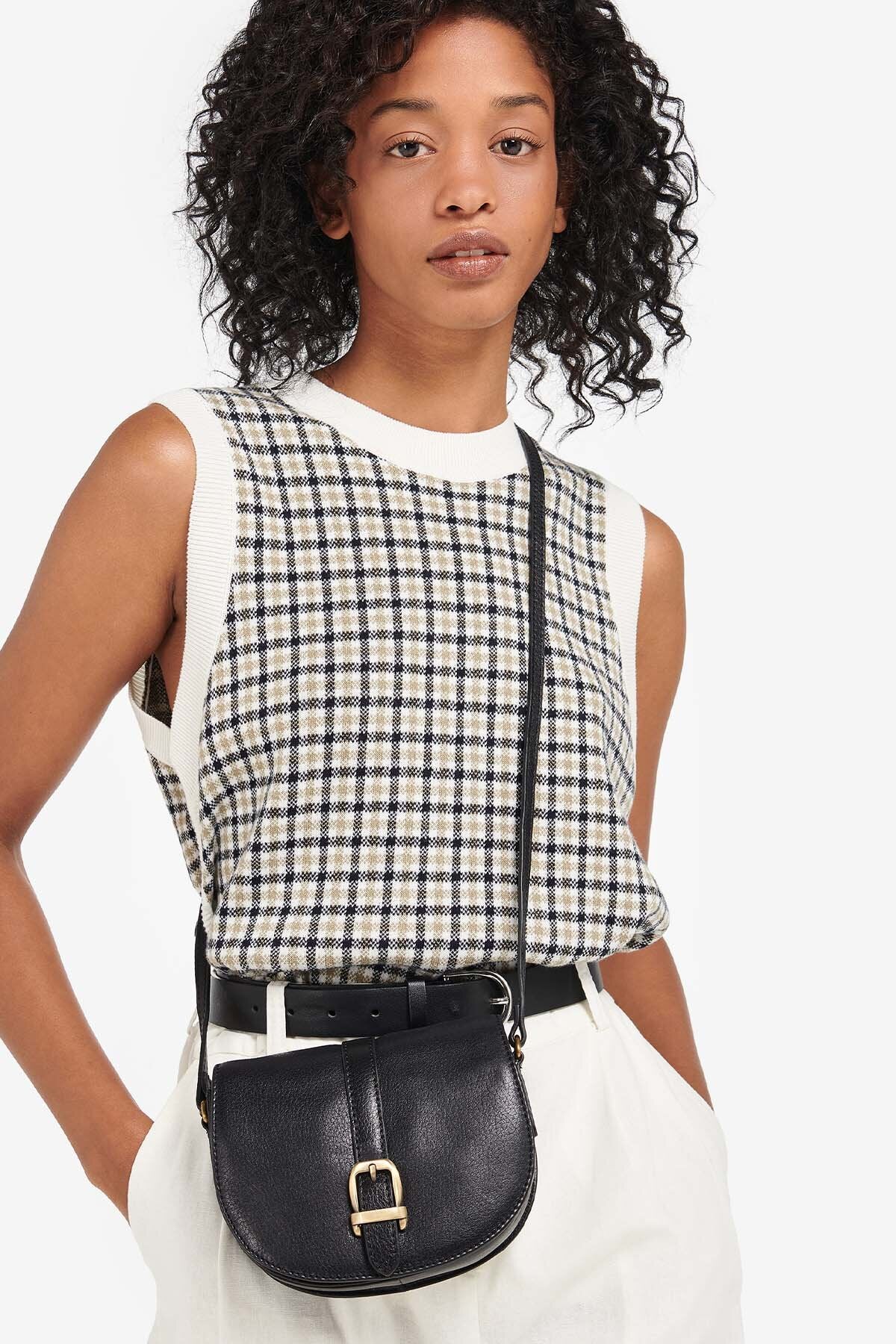 Laire Leather Saddle Bag - BLACK