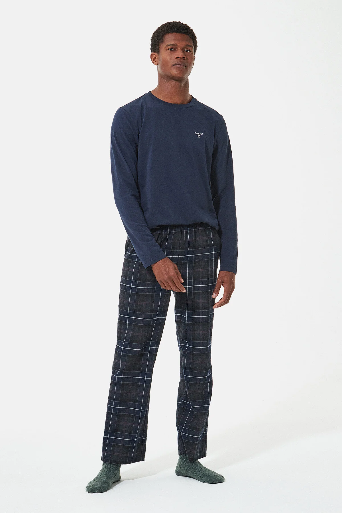Doug Pyjama Set - BLACK SLATE TARTAN