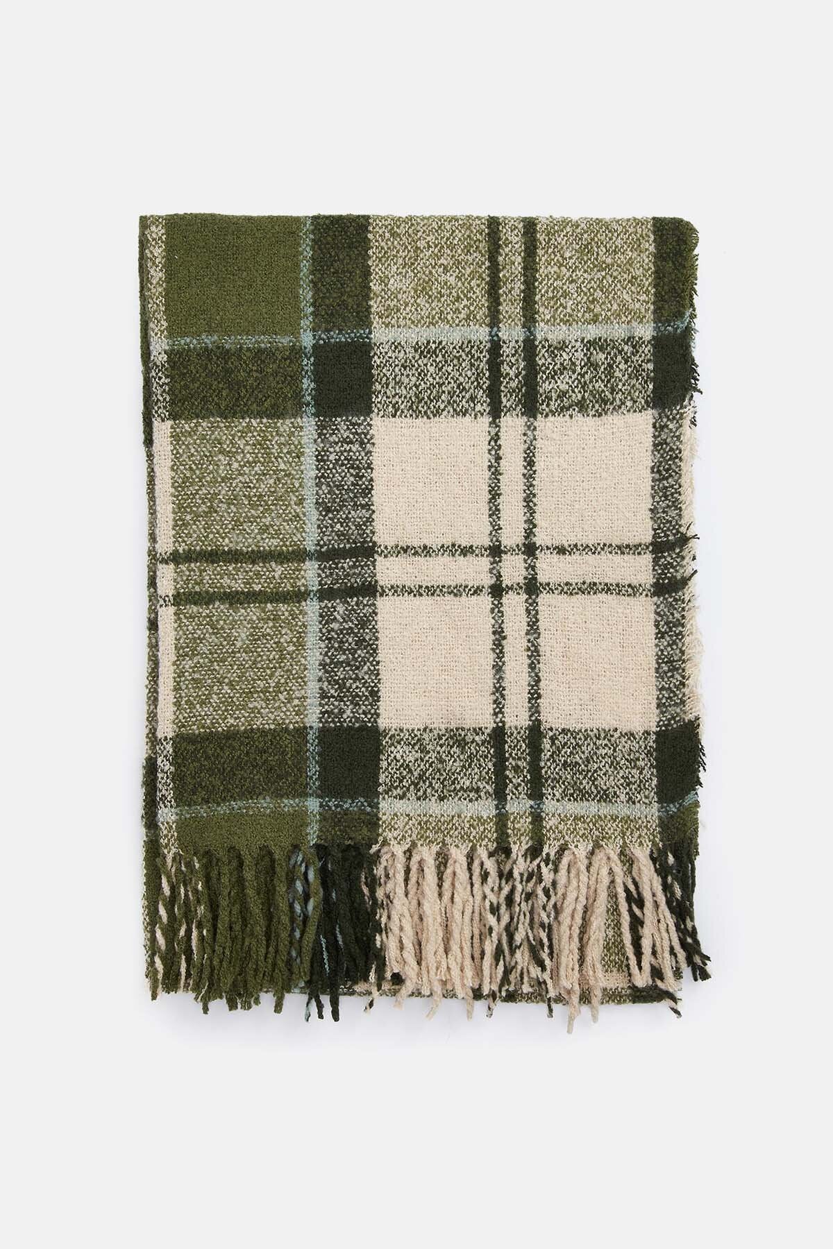 Tartan Boucle Scarf - ANCIENT LODEN
