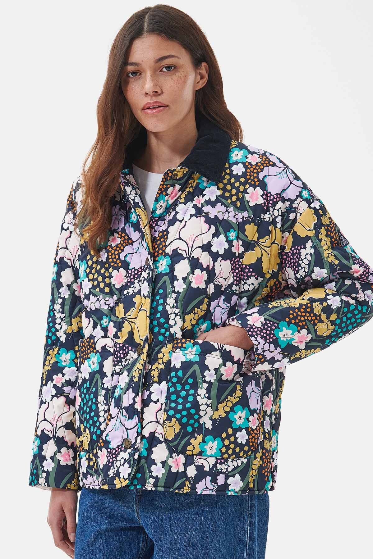 Printed delphinium quilt - BOTANICAL PRINT NAVY