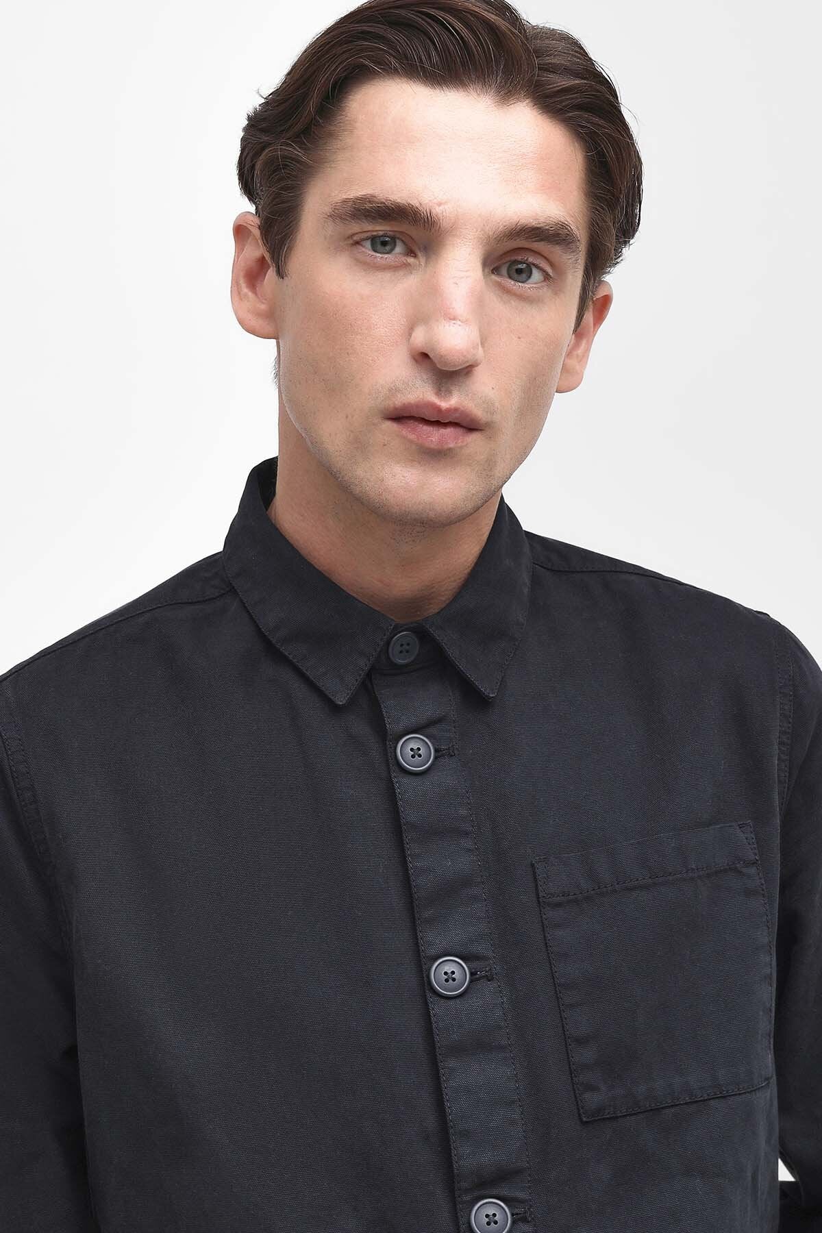 Washed Cotton Overshirt - NAVY