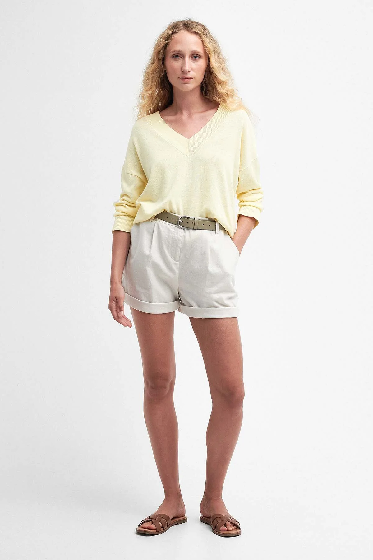 Annie V-Neck Jumper - LEMON SOUFFLE