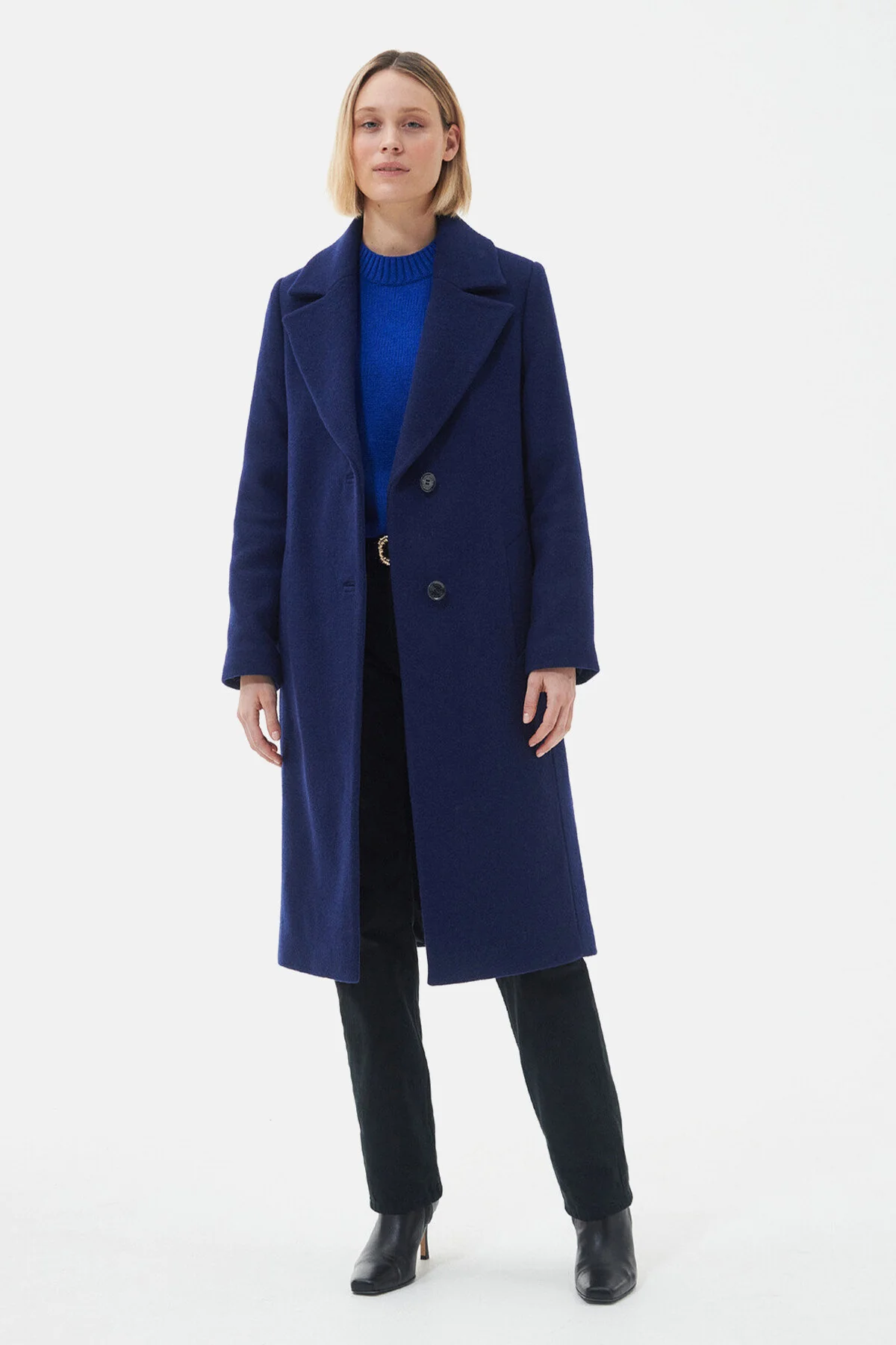 Angelina Wool Jacket - AZURE BLUE/DK NAVY