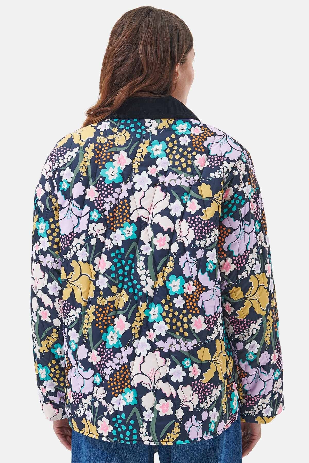 Printed delphinium quilt - BOTANICAL PRINT NAVY