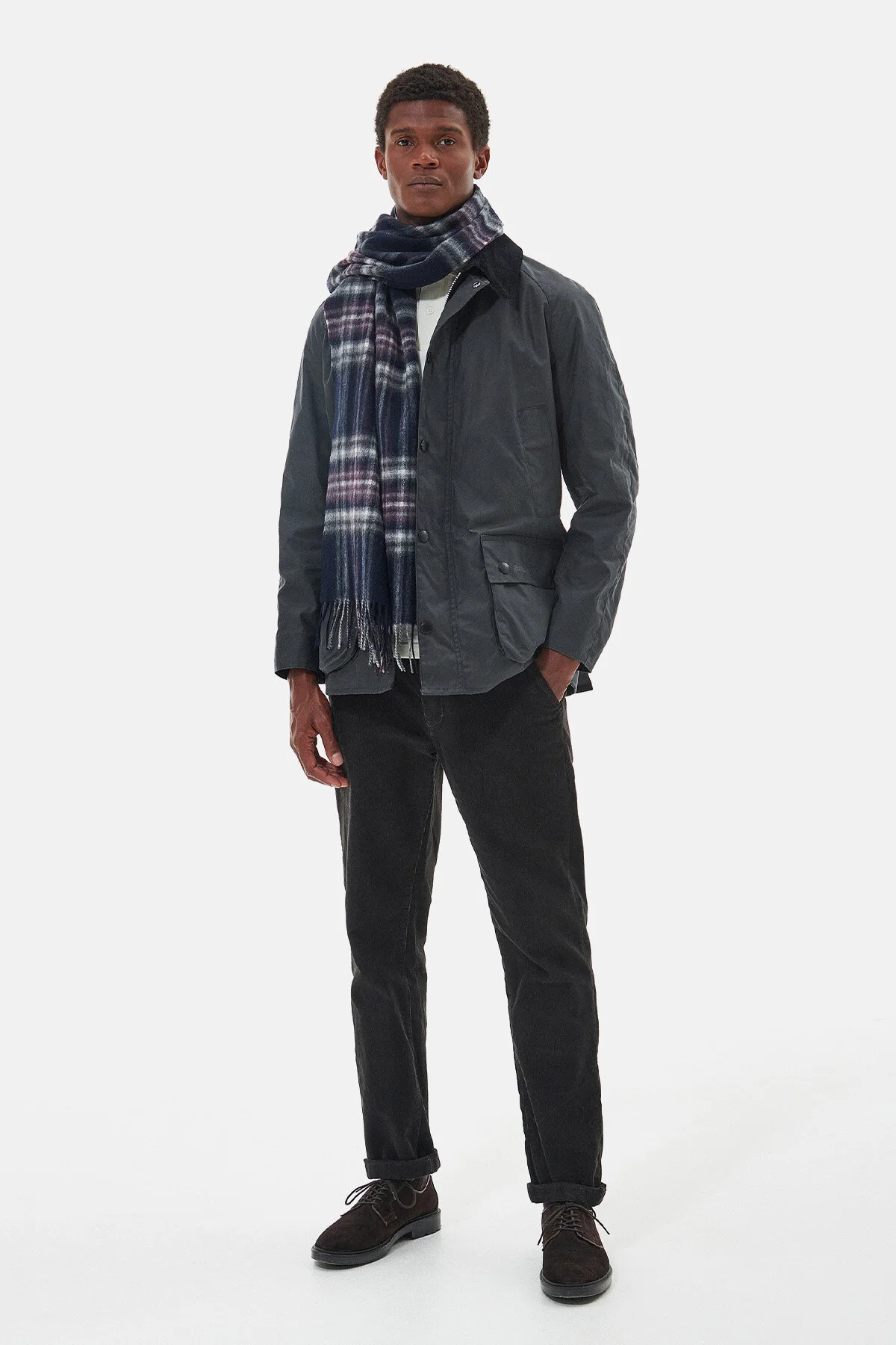 Torridon Check Scarf - BLACK SLATE TARTAN