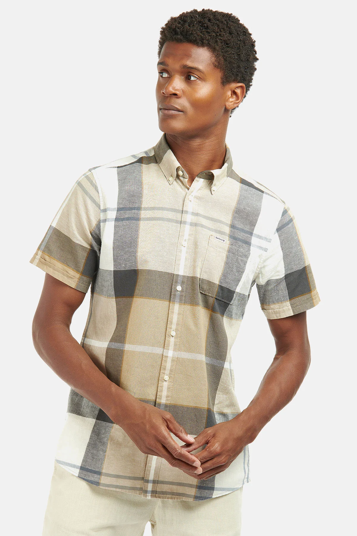 Douglas Short Sleeve Tailored Shirt - AMBLE SAND TARTAN