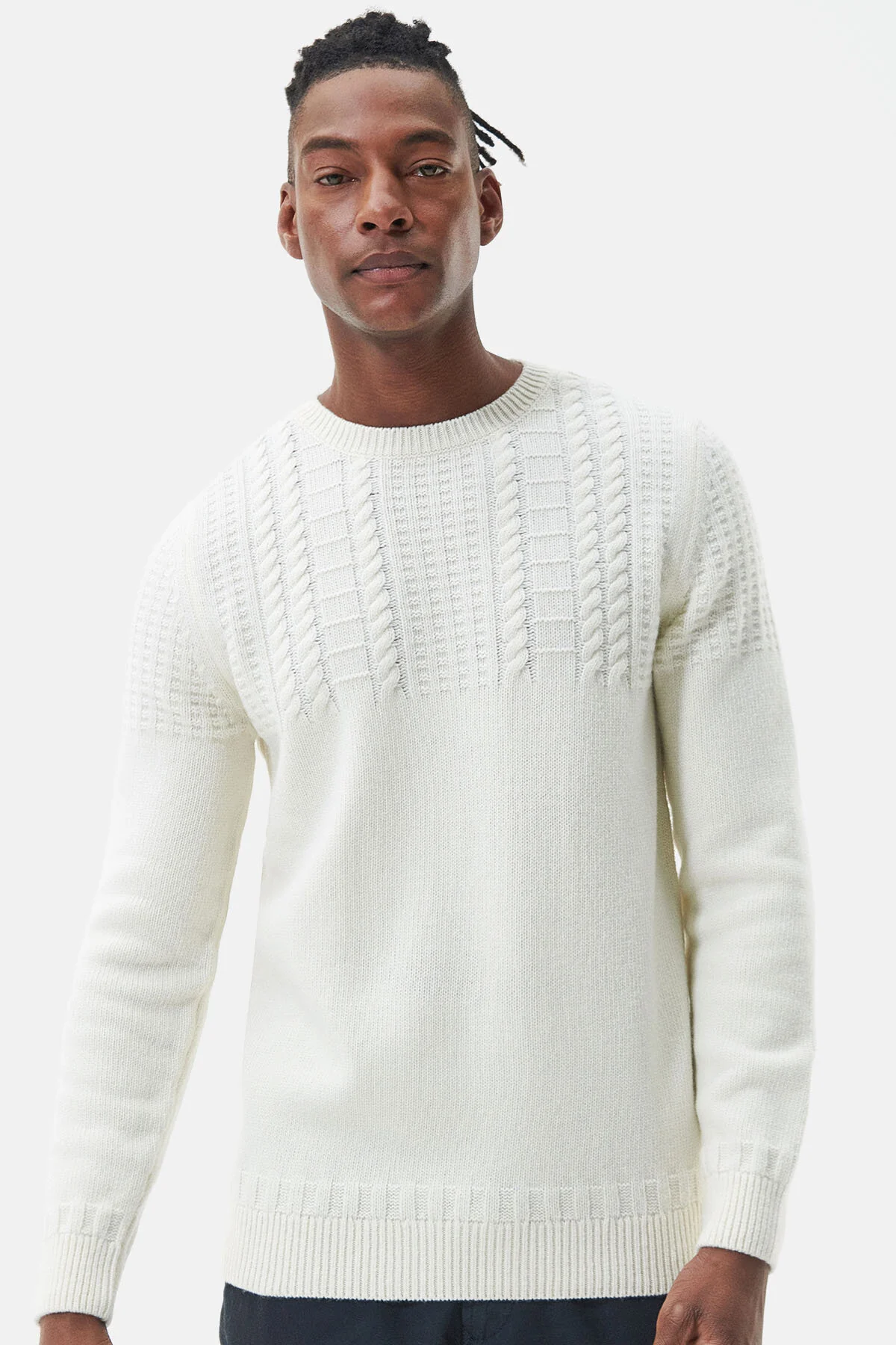 Foremast Knitted Crew Neck Jumper - WHISPER WHITE