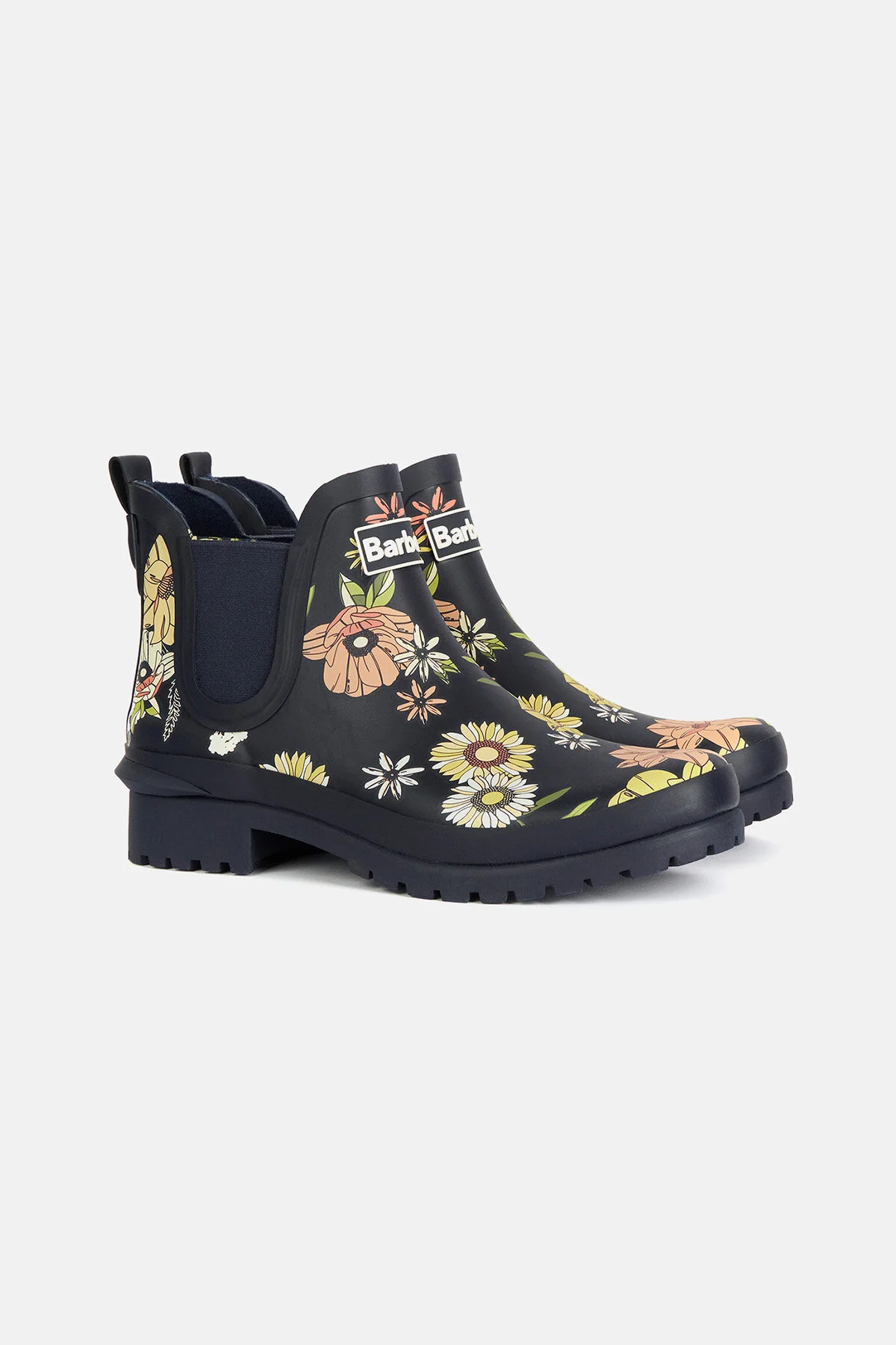 Wilton Logo Wellington Ankle Boots - NAVY FLORAL