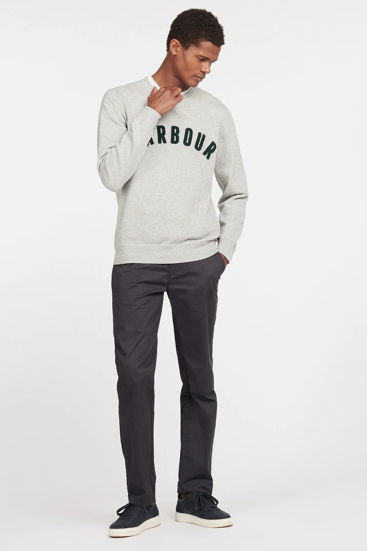 Prep Logo Crew Sweatshirt - GREY MARL