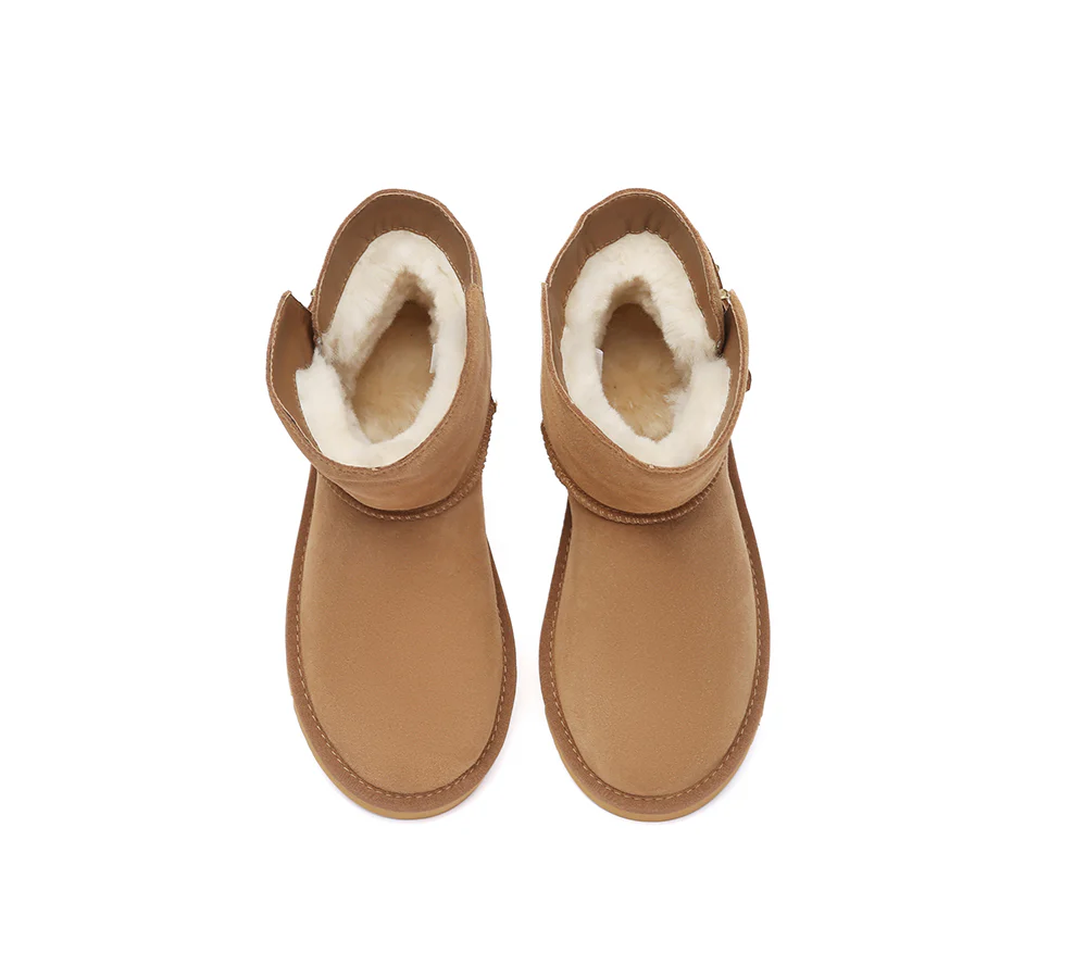 AUSTRALIAN SHEPHERD? UGG Boots Sheepskin Wool Buckle Ankle Mini Winza