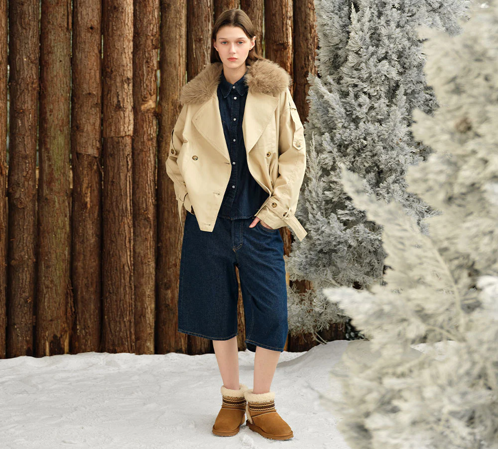 AUSTRALIAN SHEPHERD? UGG Boots Sheepskin Wool Shearling Knitted Mini Ferlat