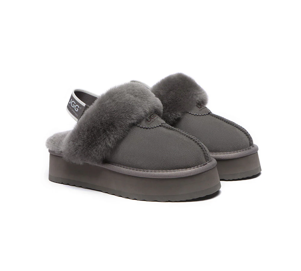 AUSTRALIAN SHEPHERD? UGG Slippers Women Removable Strap Slingback Platform Waffle
