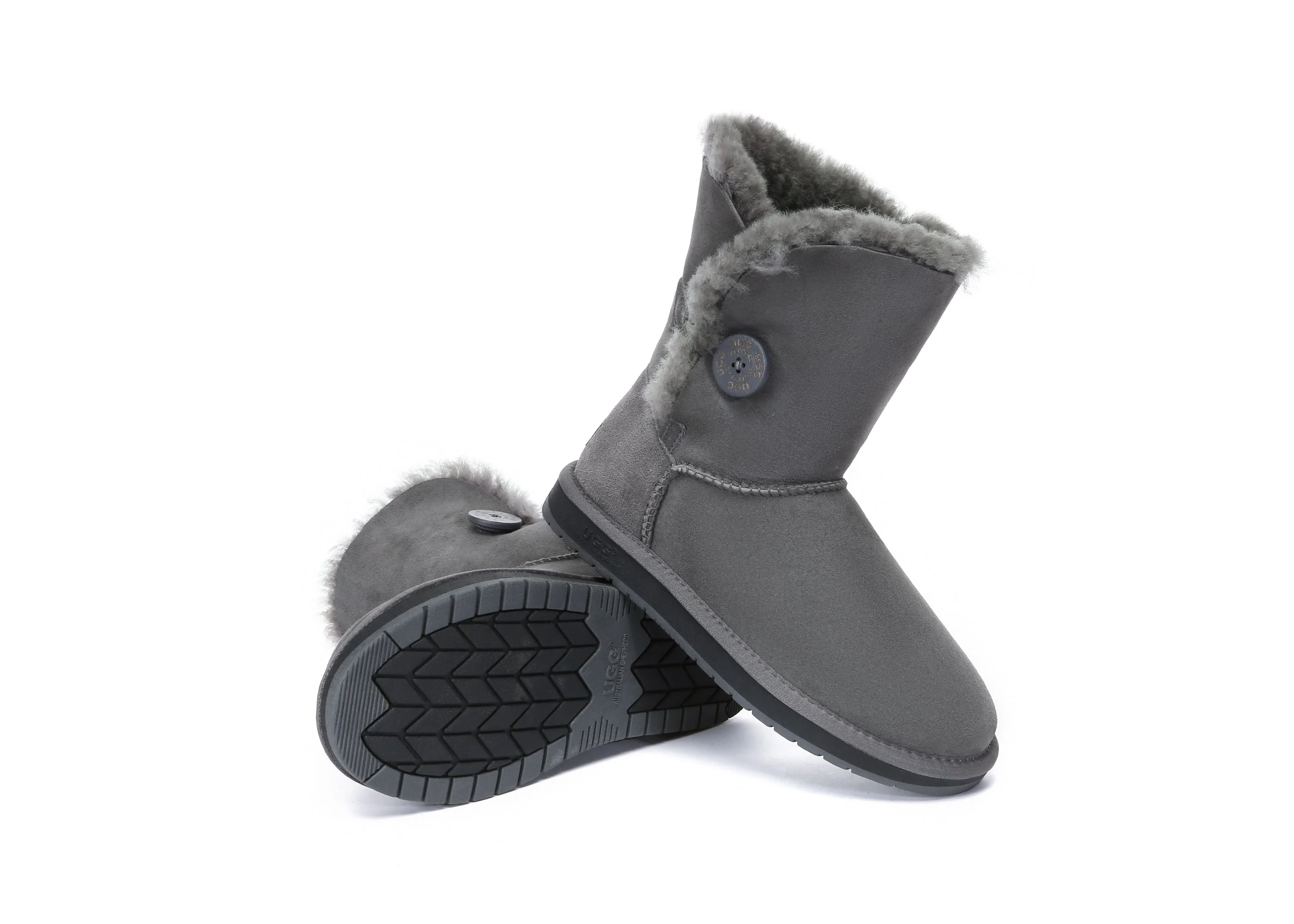 AUSTRALIAN SHEPHERD? UGG Boots Double Face Sheepskin Wool Short Button