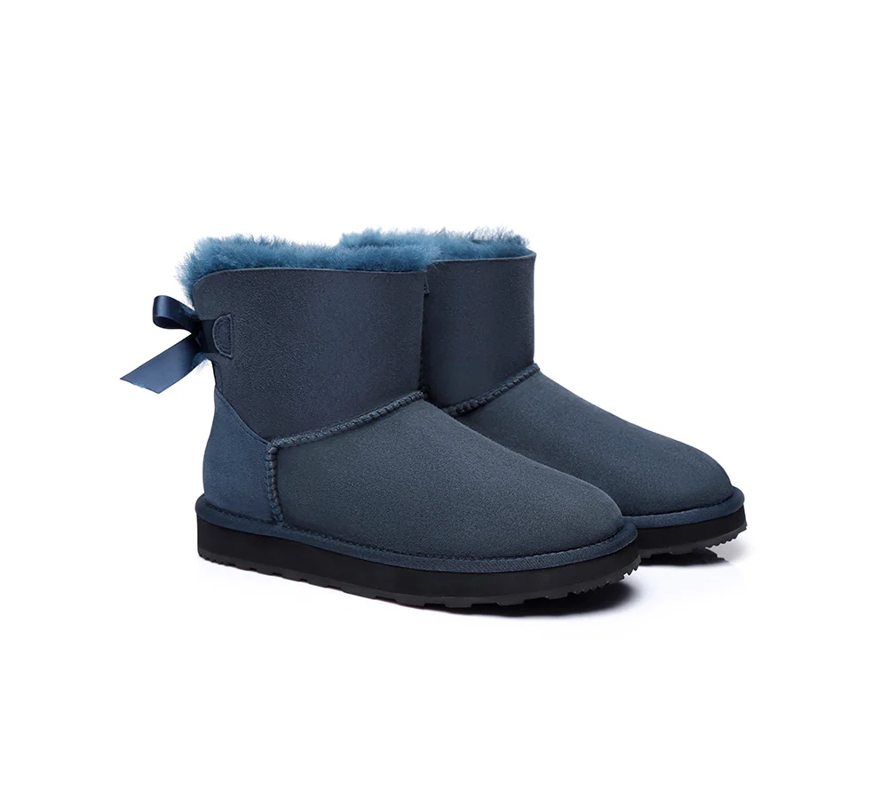 Urban UGG? UGG Boots Women Double faced Sheepskin Wool Mini Back Bow